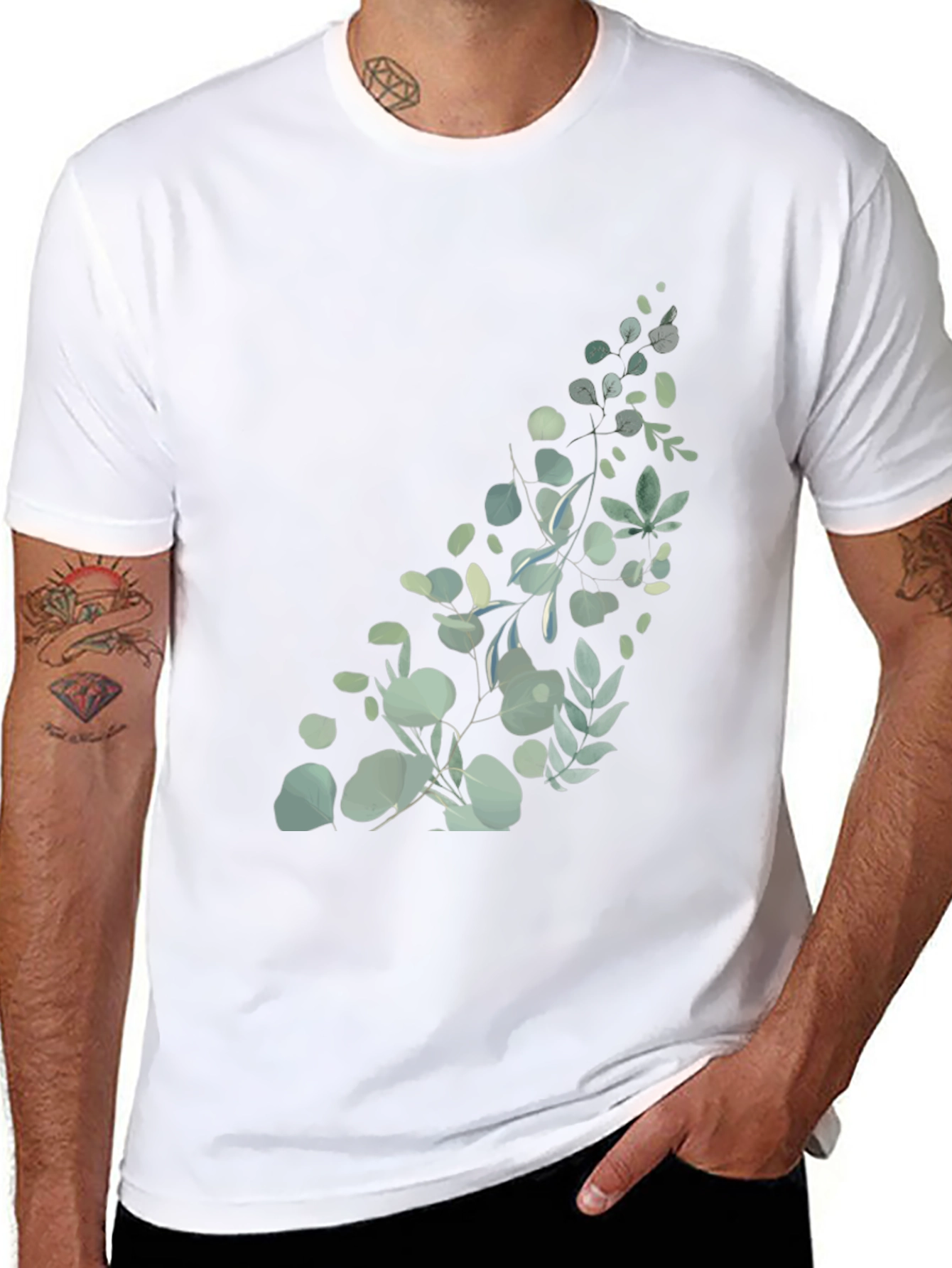 Botanical Print Black T-Shirt