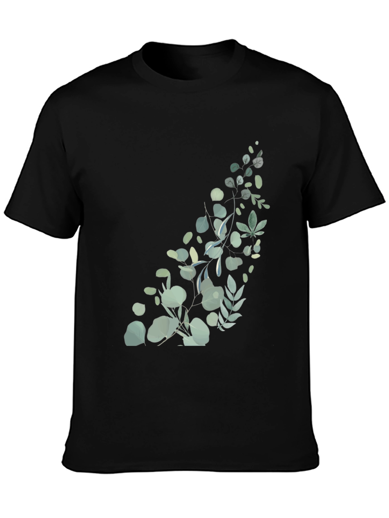 Botanical Print Black T-Shirt