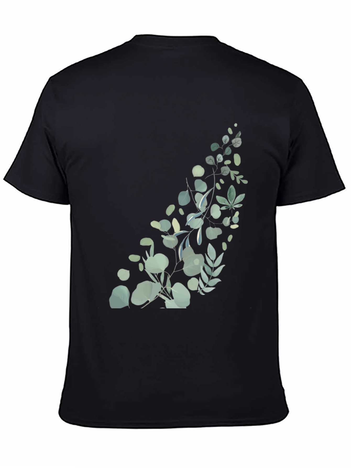 Botanical Print Black T-Shirt