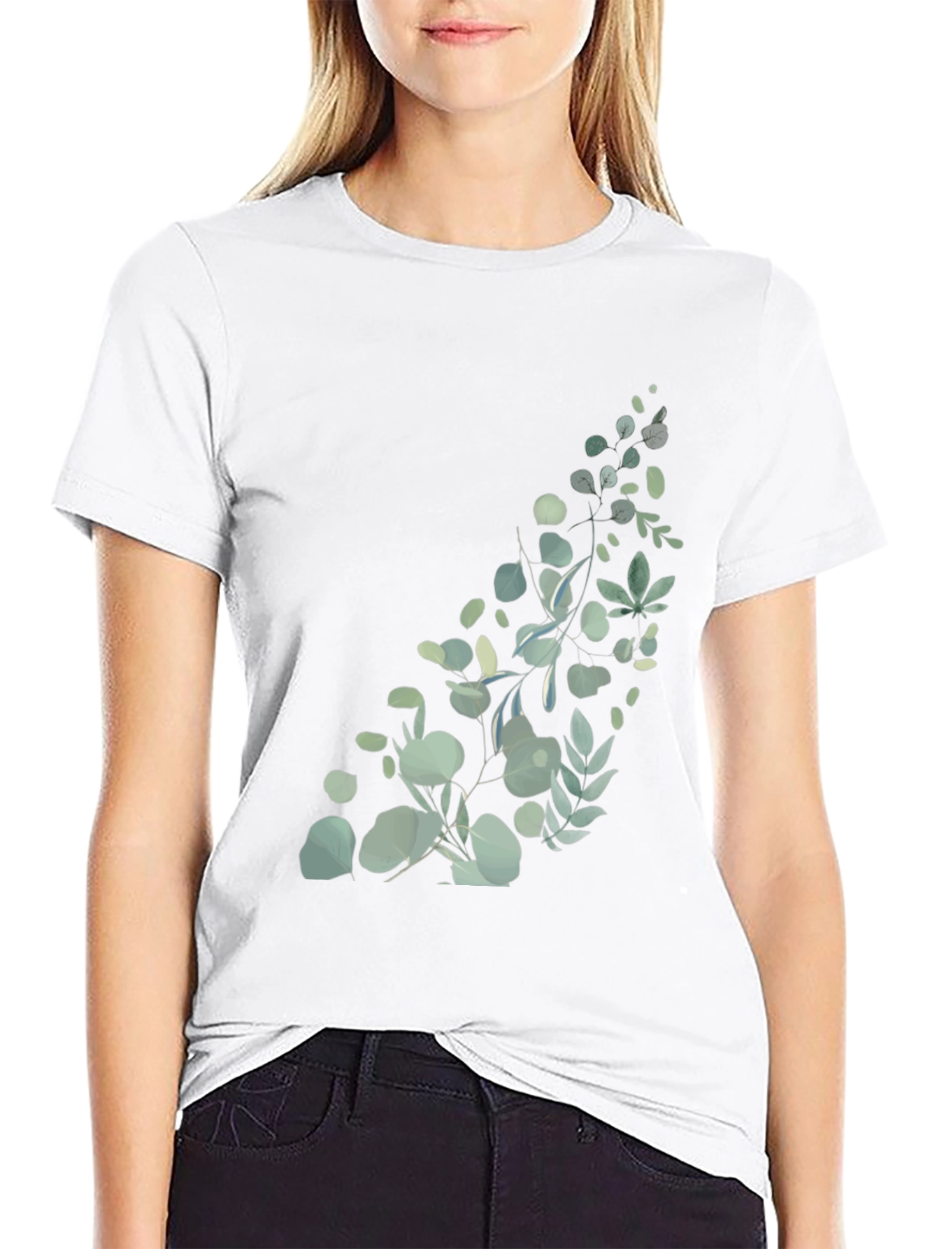 Botanical Print Black T-Shirt