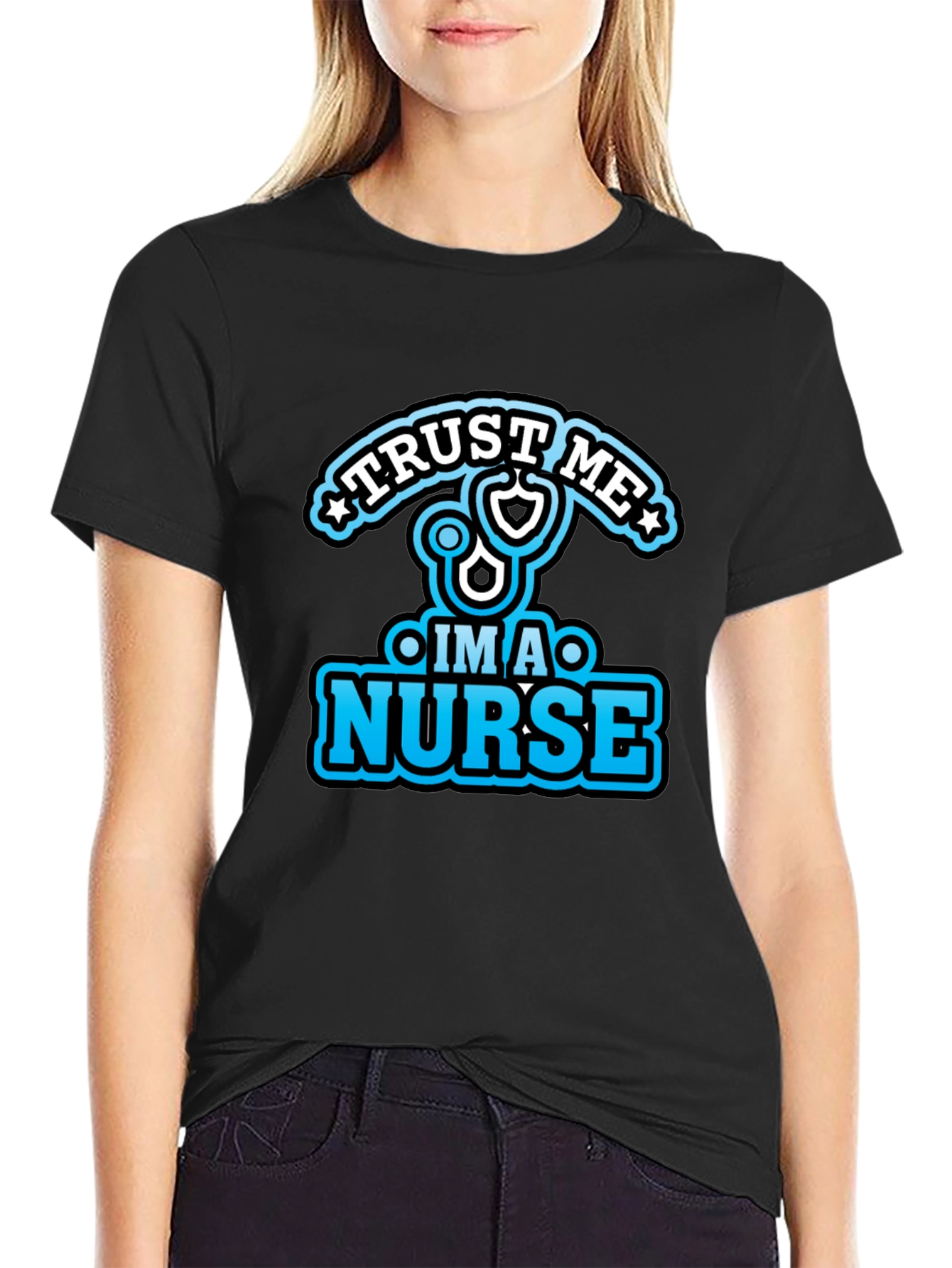 Trust Me Im a Nurse Black Graphic Tee