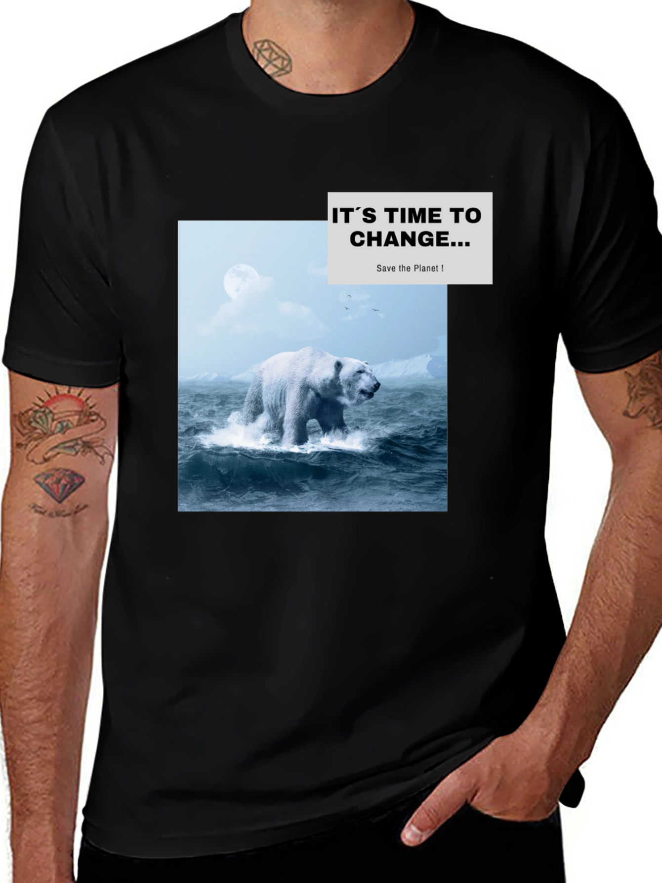 Eco-Conscious Polar Bear Graphic T-Shirt
