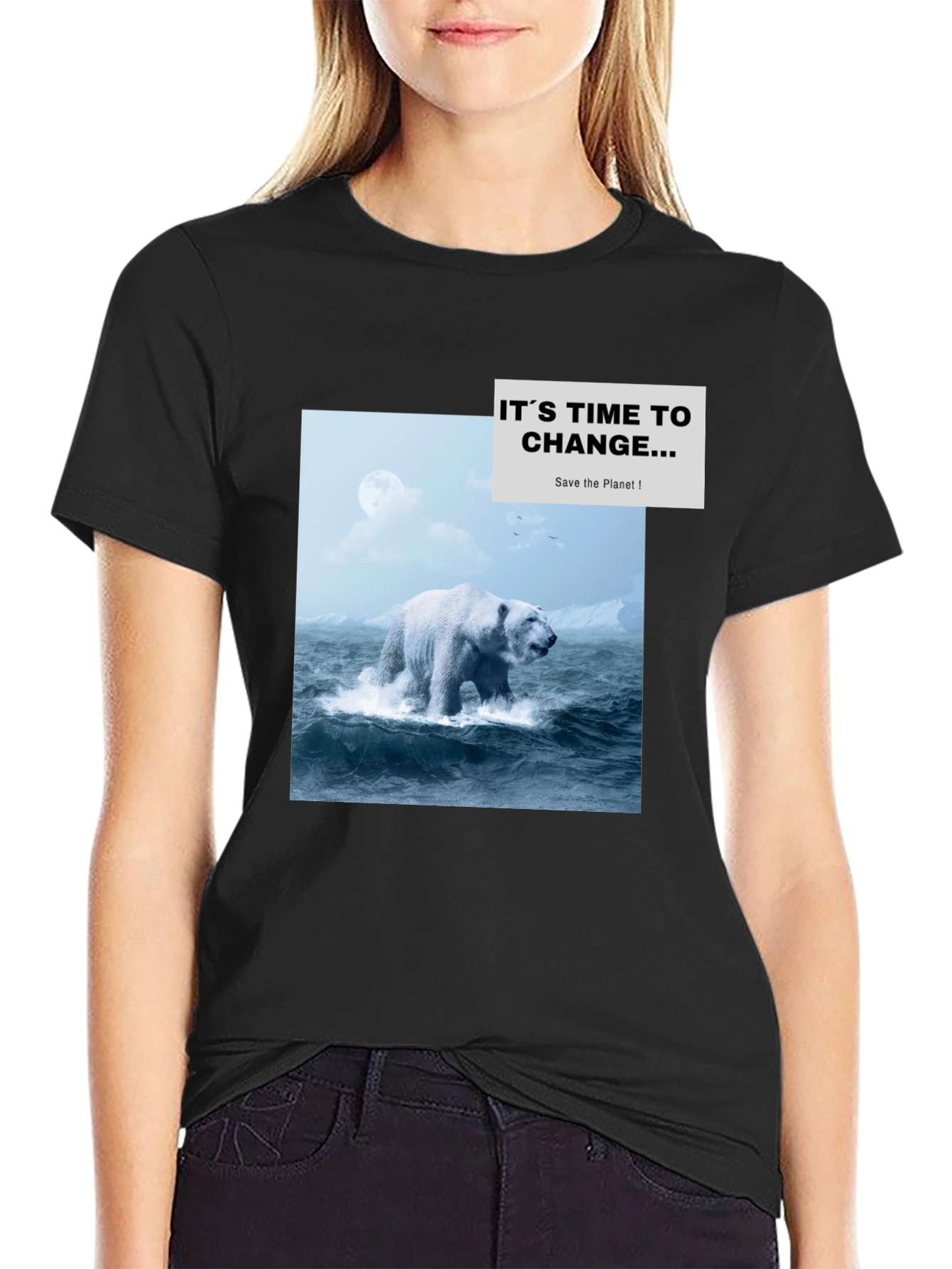 Eco-Conscious Polar Bear Graphic T-Shirt