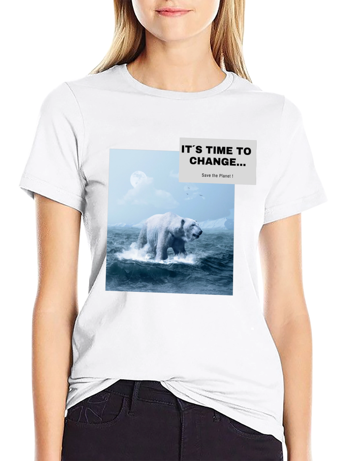 Eco-Conscious Polar Bear Graphic T-Shirt