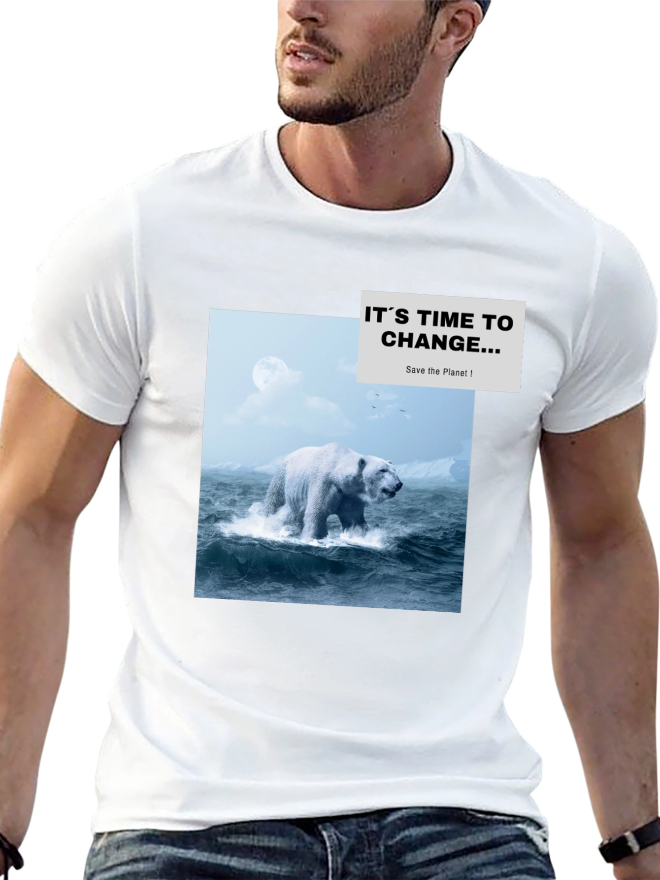 Eco-Conscious Polar Bear Graphic T-Shirt