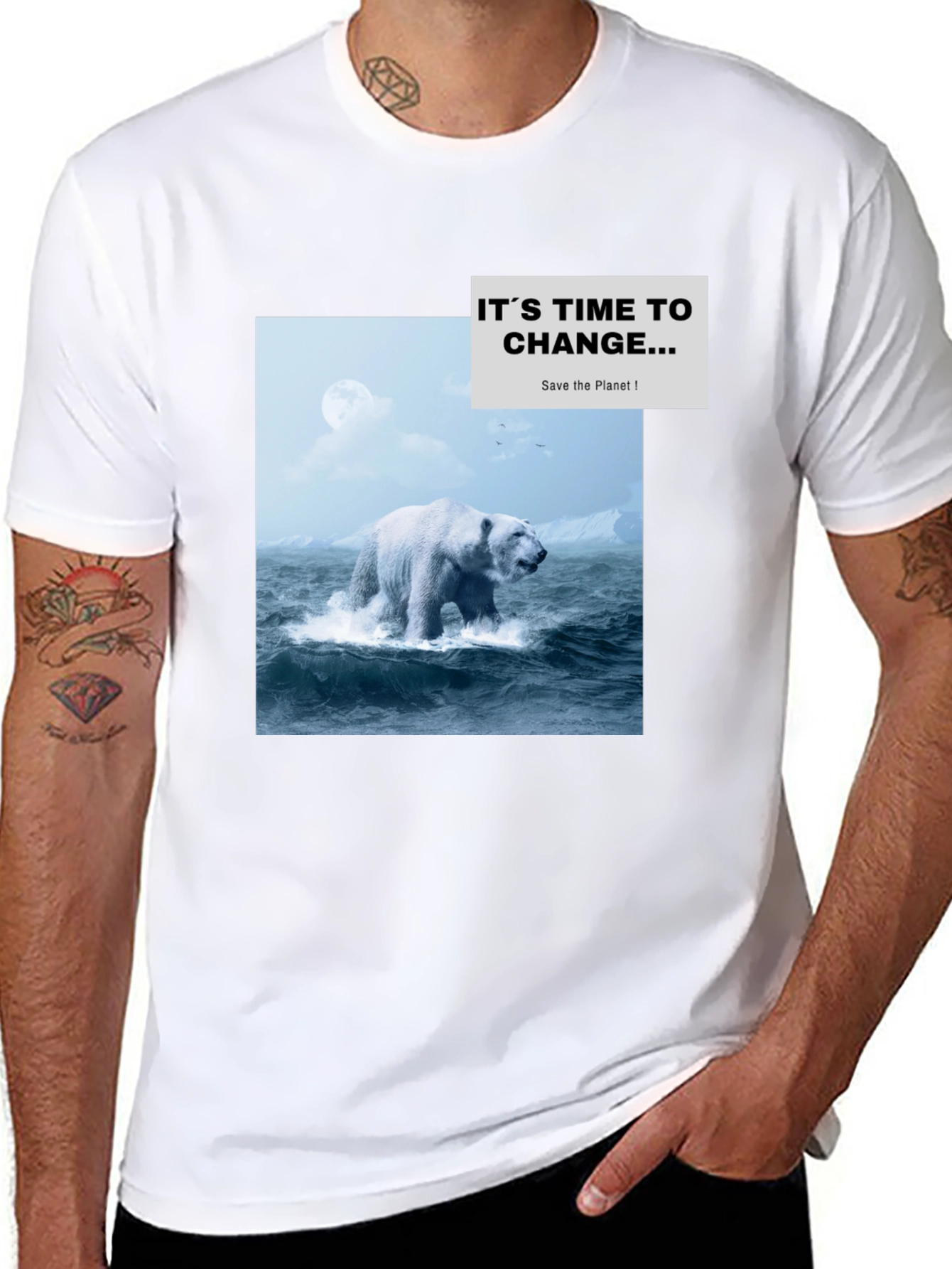 Eco-Conscious Polar Bear Graphic T-Shirt