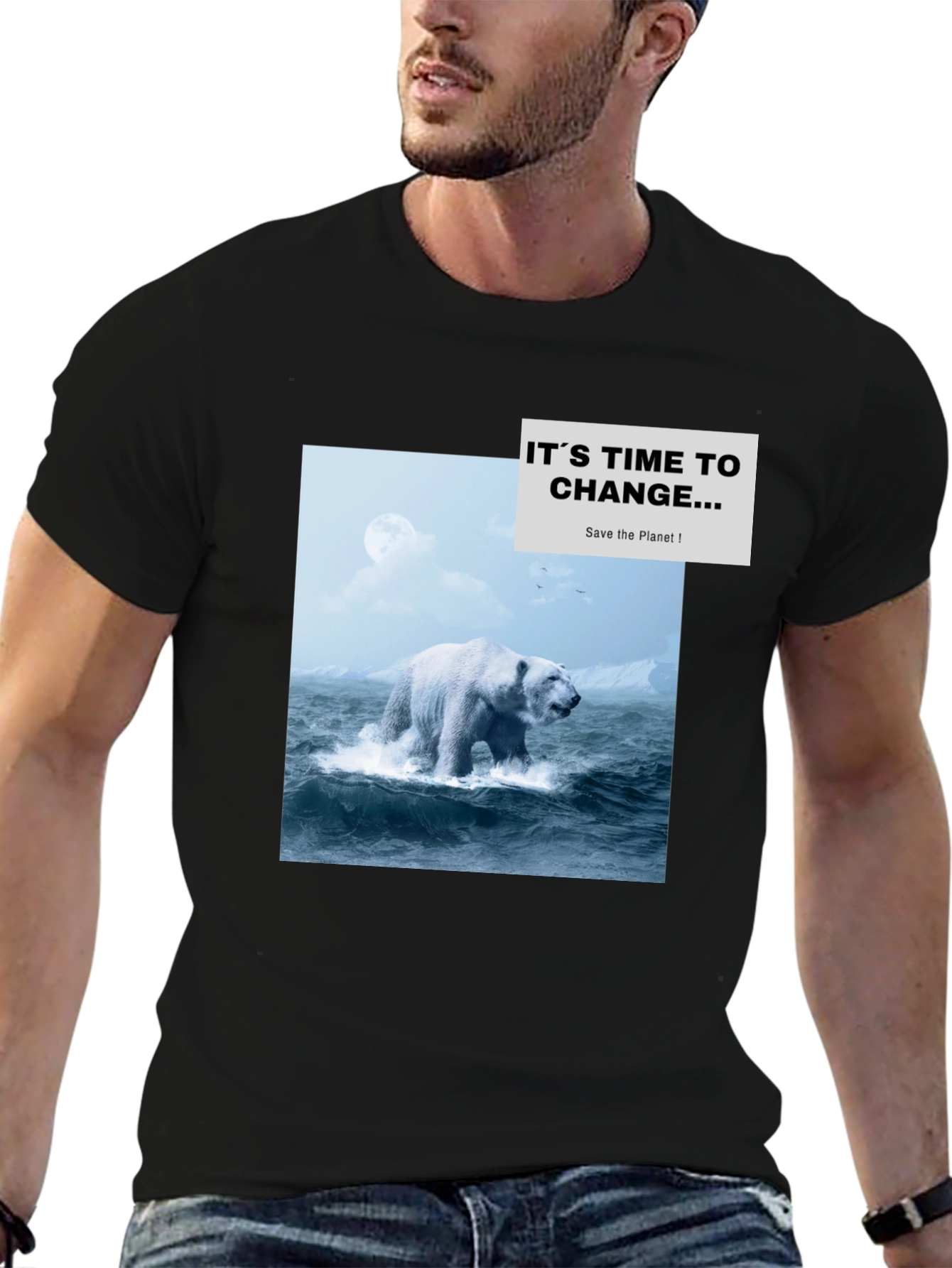 Eco-Conscious Polar Bear Graphic T-Shirt