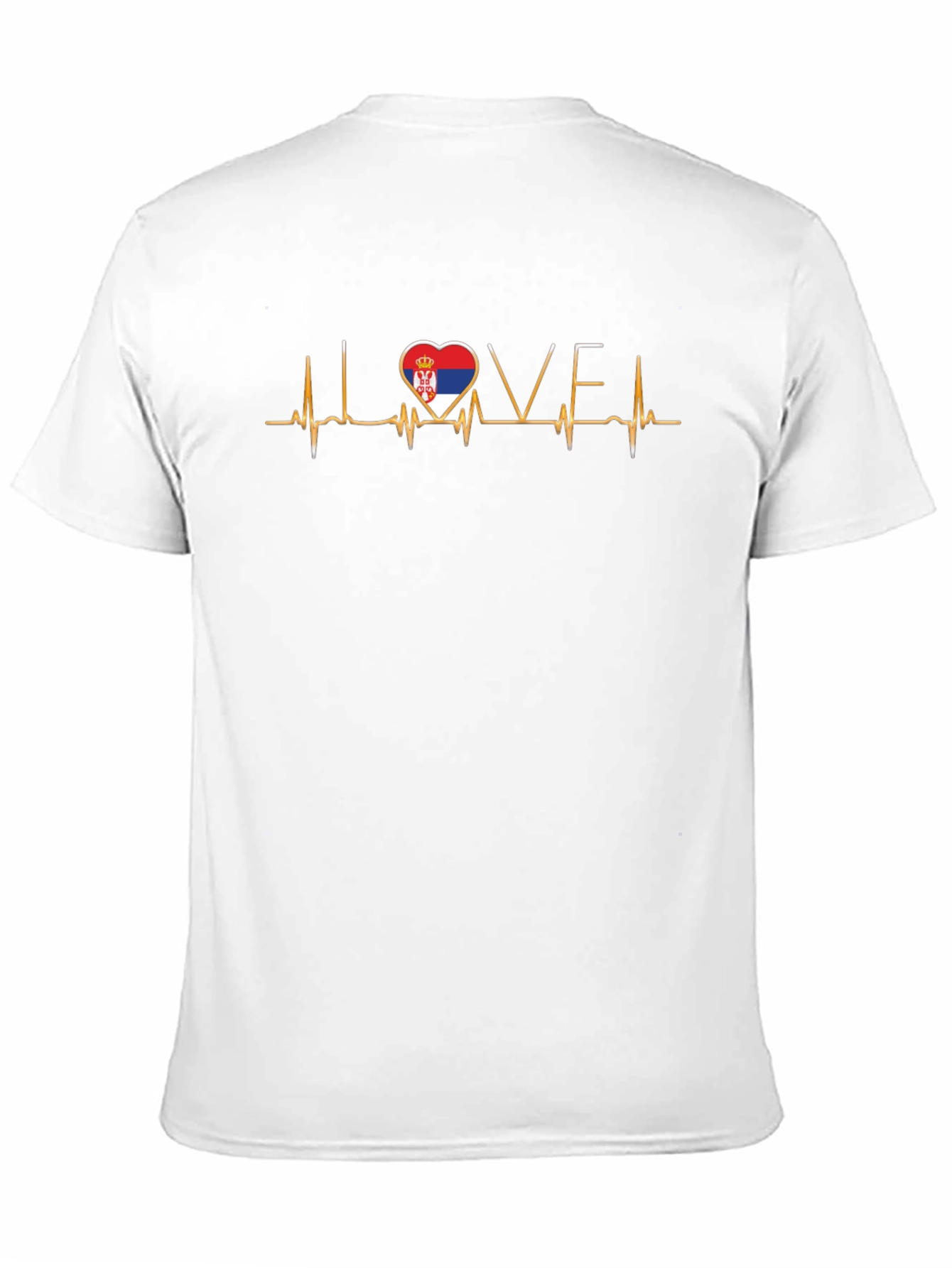 Serbia Flag Heartbeat Love Black T-Shirt