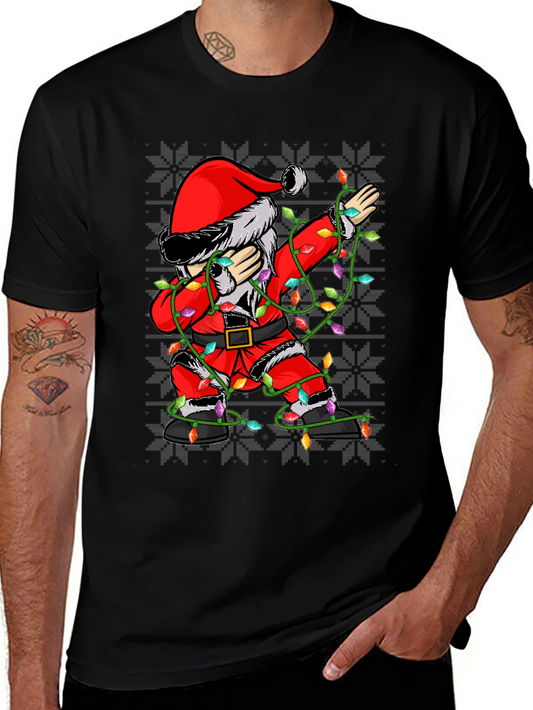 Dabbing Santa Christmas Lights T-Shirt