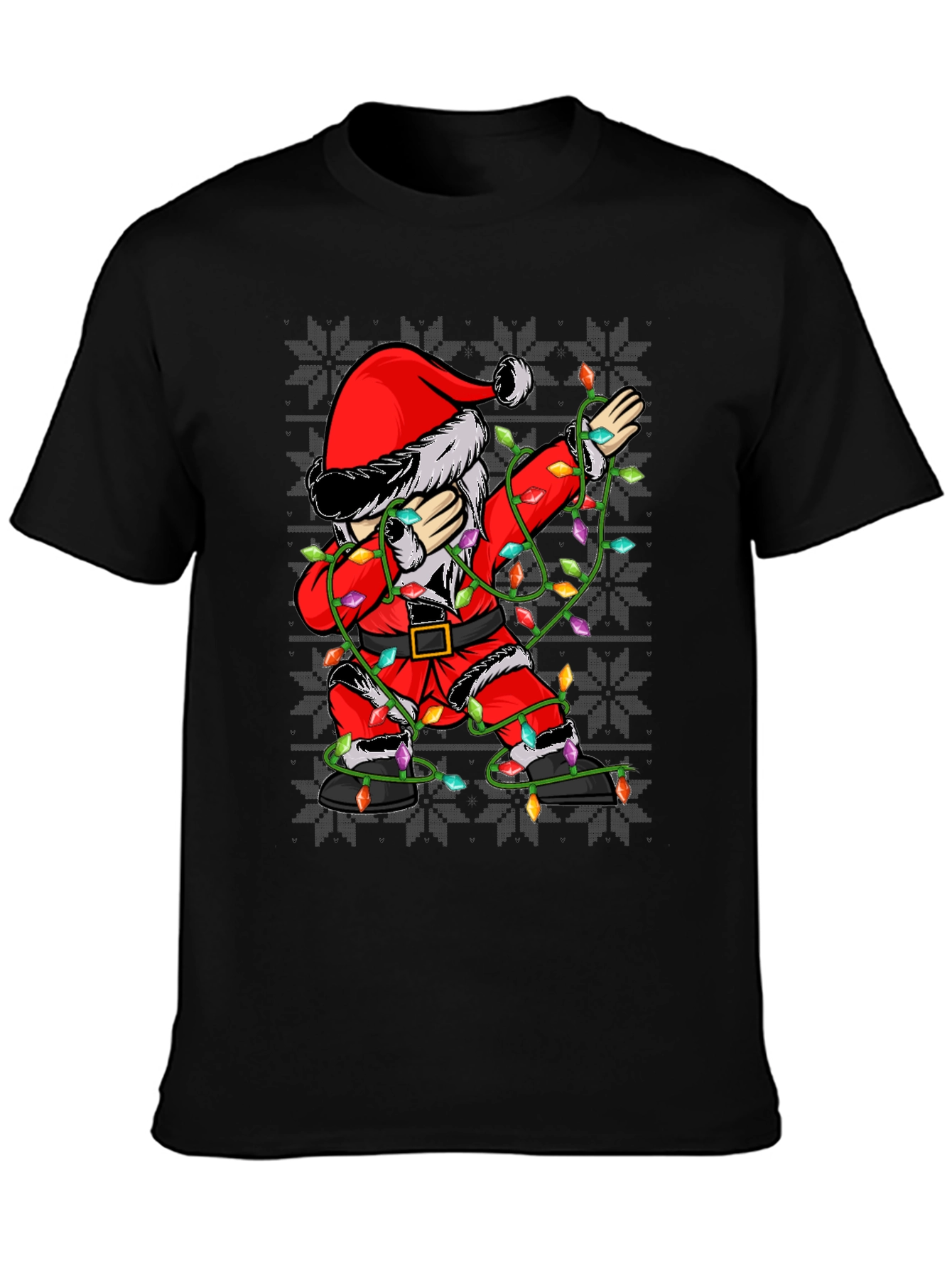 Dabbing Santa Christmas Lights T-Shirt