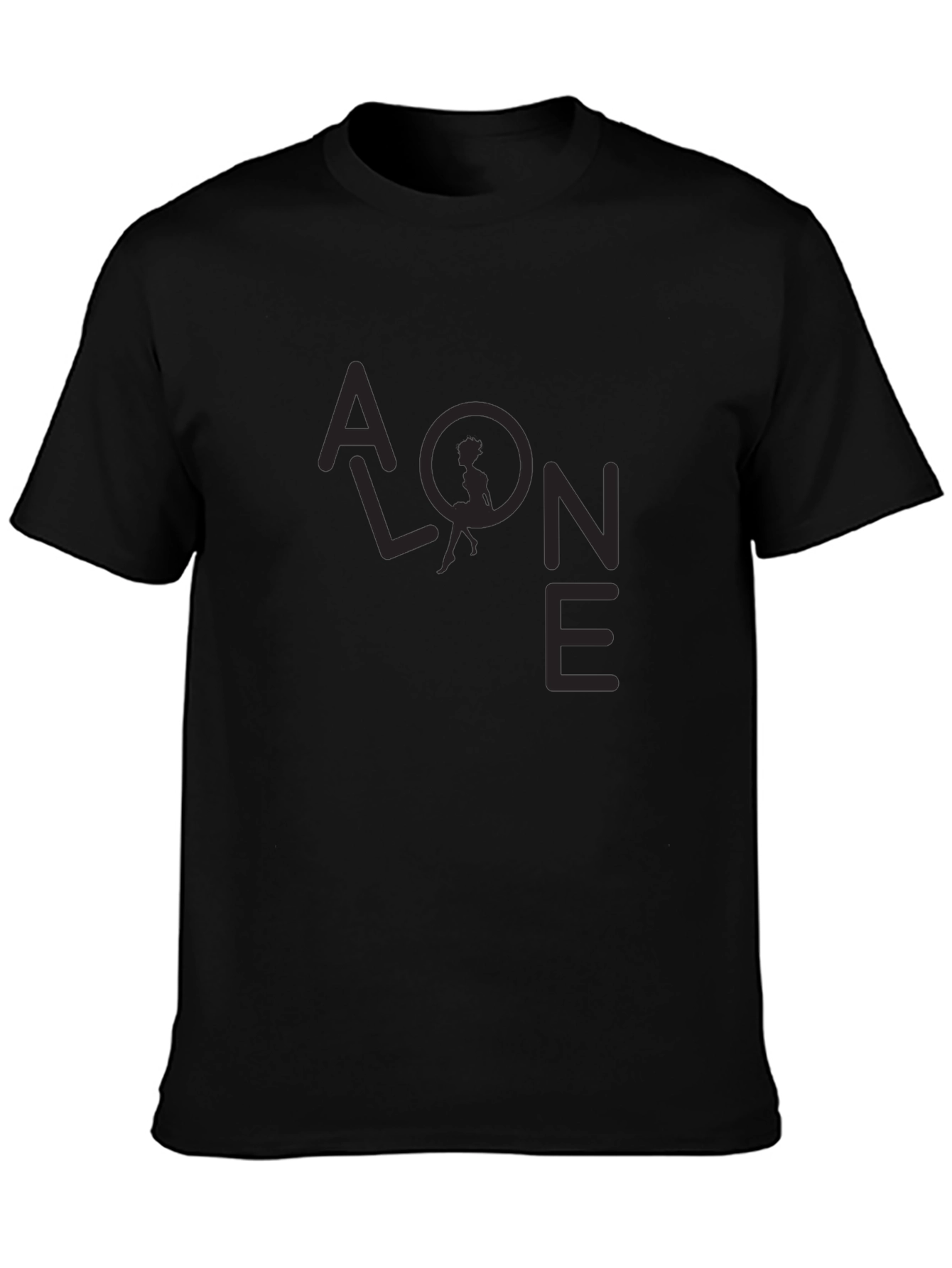 Alone Graphic Print Black T-Shirt