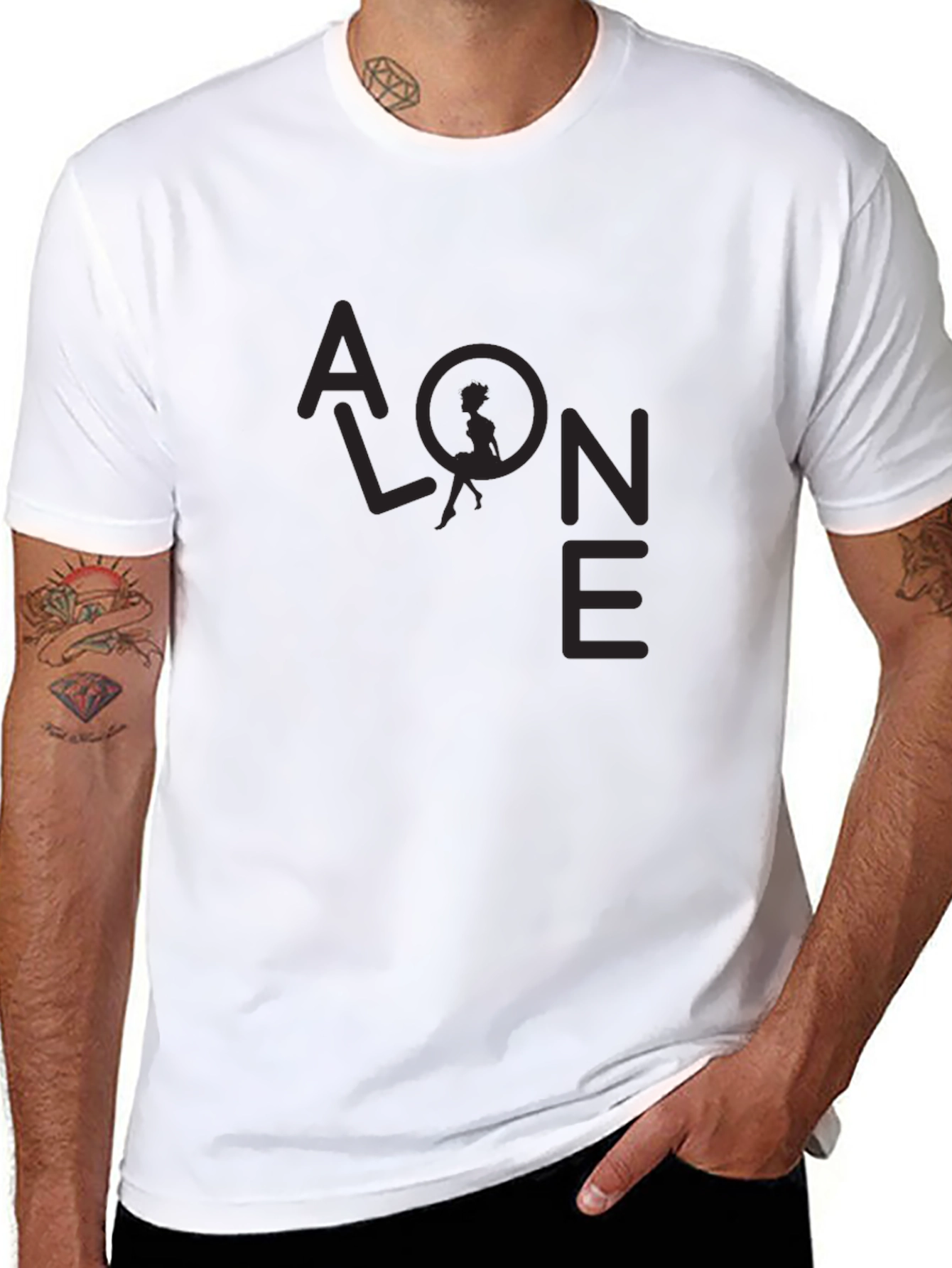 Alone Graphic Print Black T-Shirt