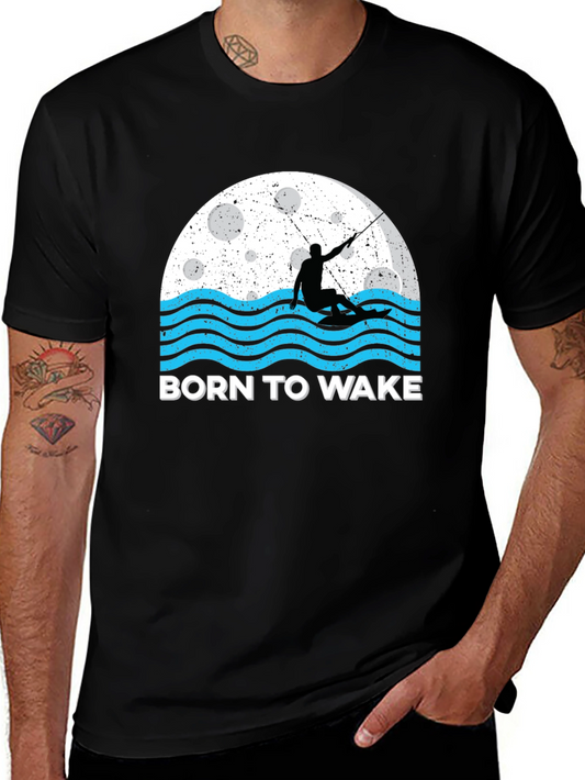 Born to Wake Black Graphic Tee - Wakeboarding Shirt