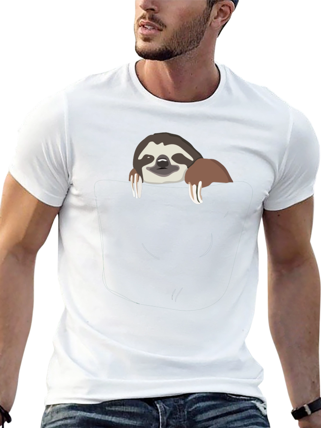 Sloth Pocket Graphic T-Shirt - Cute & Comfy Tee