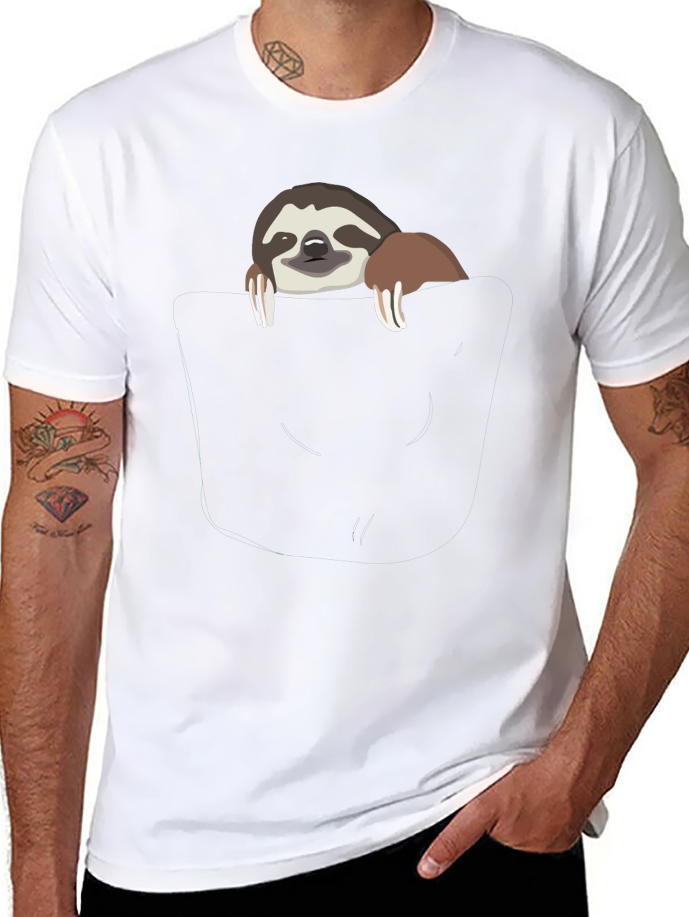 Sloth Pocket Graphic T-Shirt - Cute & Comfy Tee