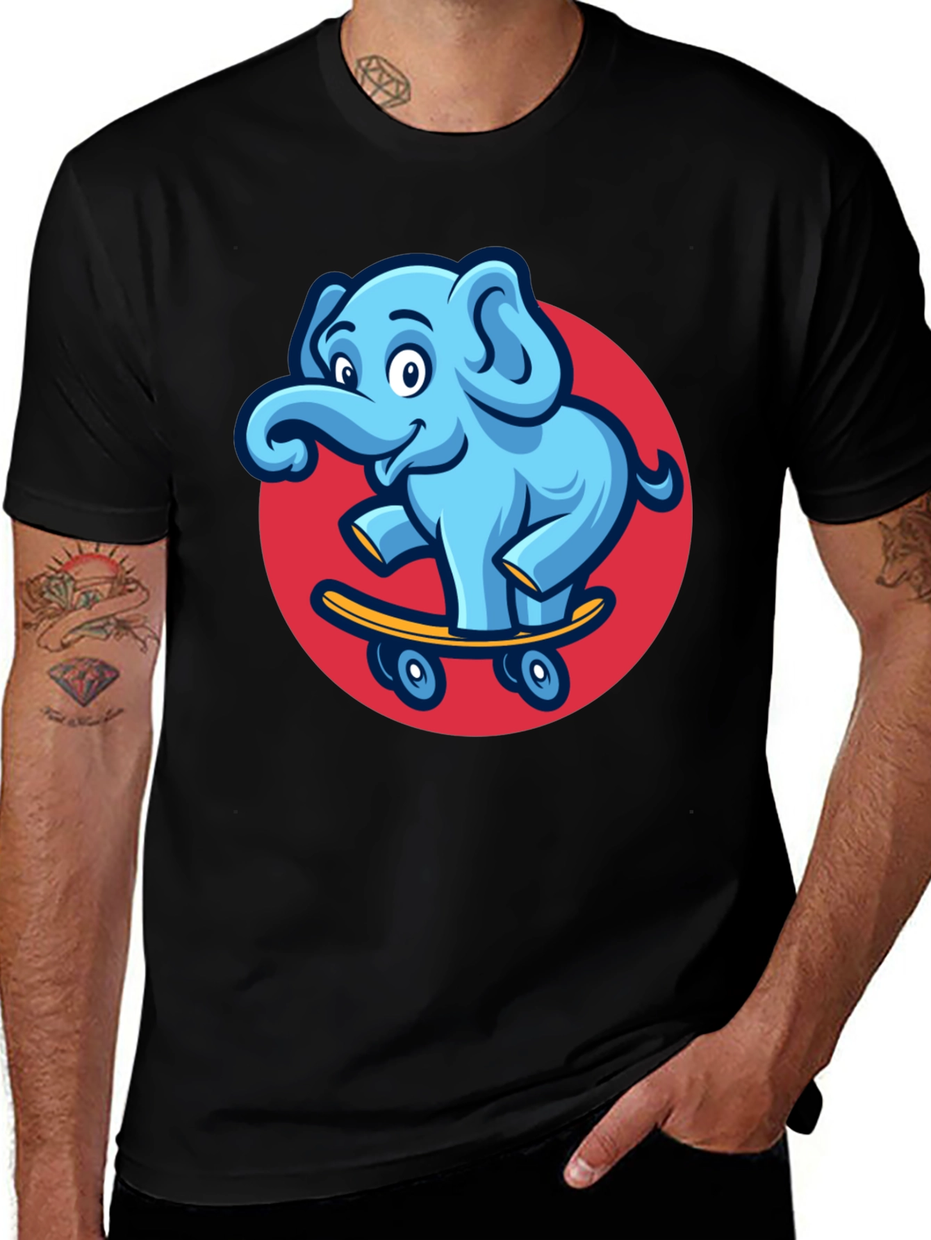 Cool Elephant Skateboard Graphic Tee