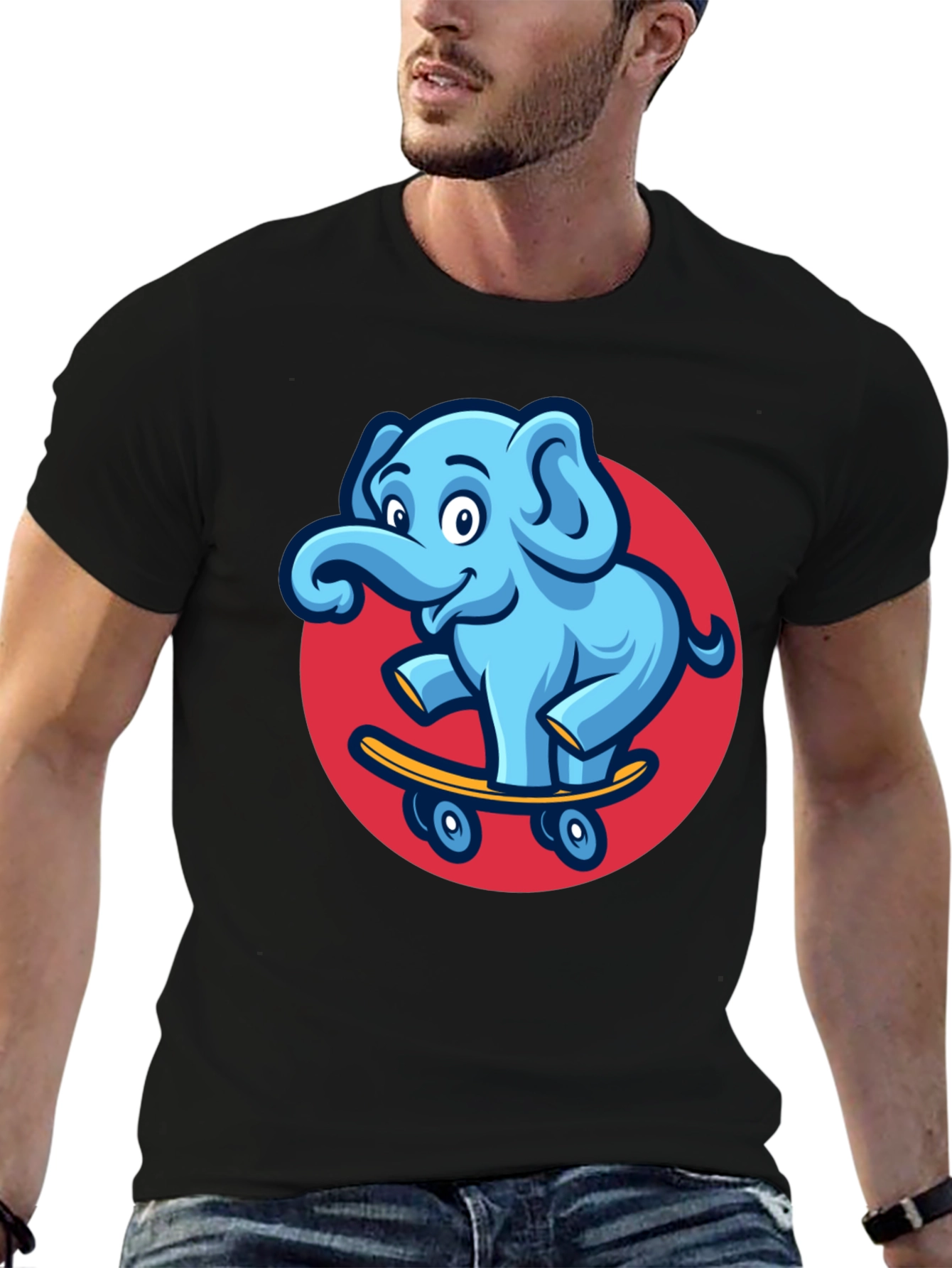 Cool Elephant Skateboard Graphic Tee
