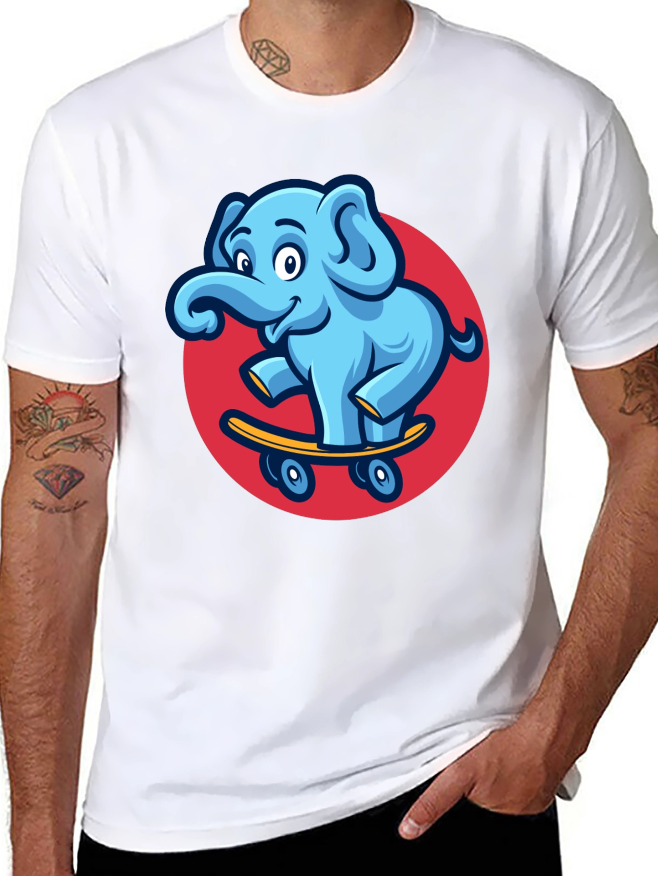 Cool Elephant Skateboard Graphic Tee