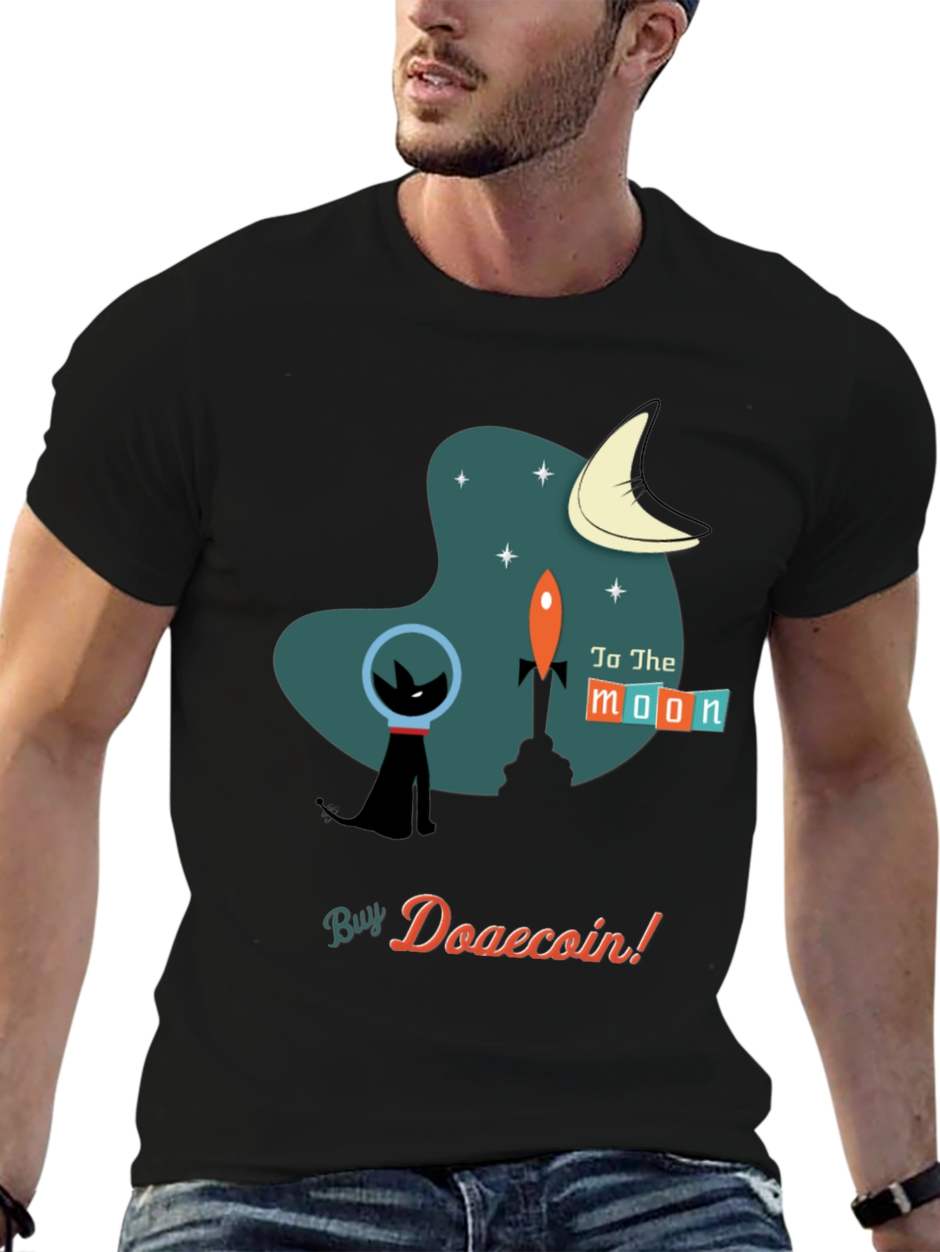 Doge Coin T-Shirt: Retro Space Cat Astronaut