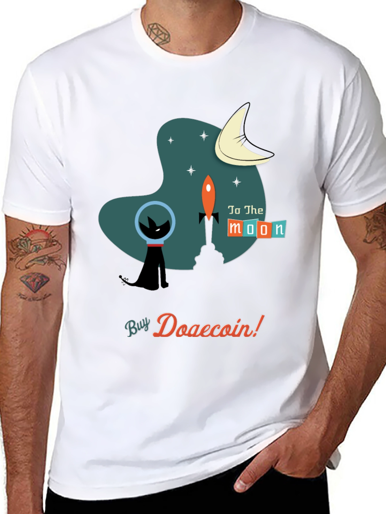 Doge Coin T-Shirt: Retro Space Cat Astronaut