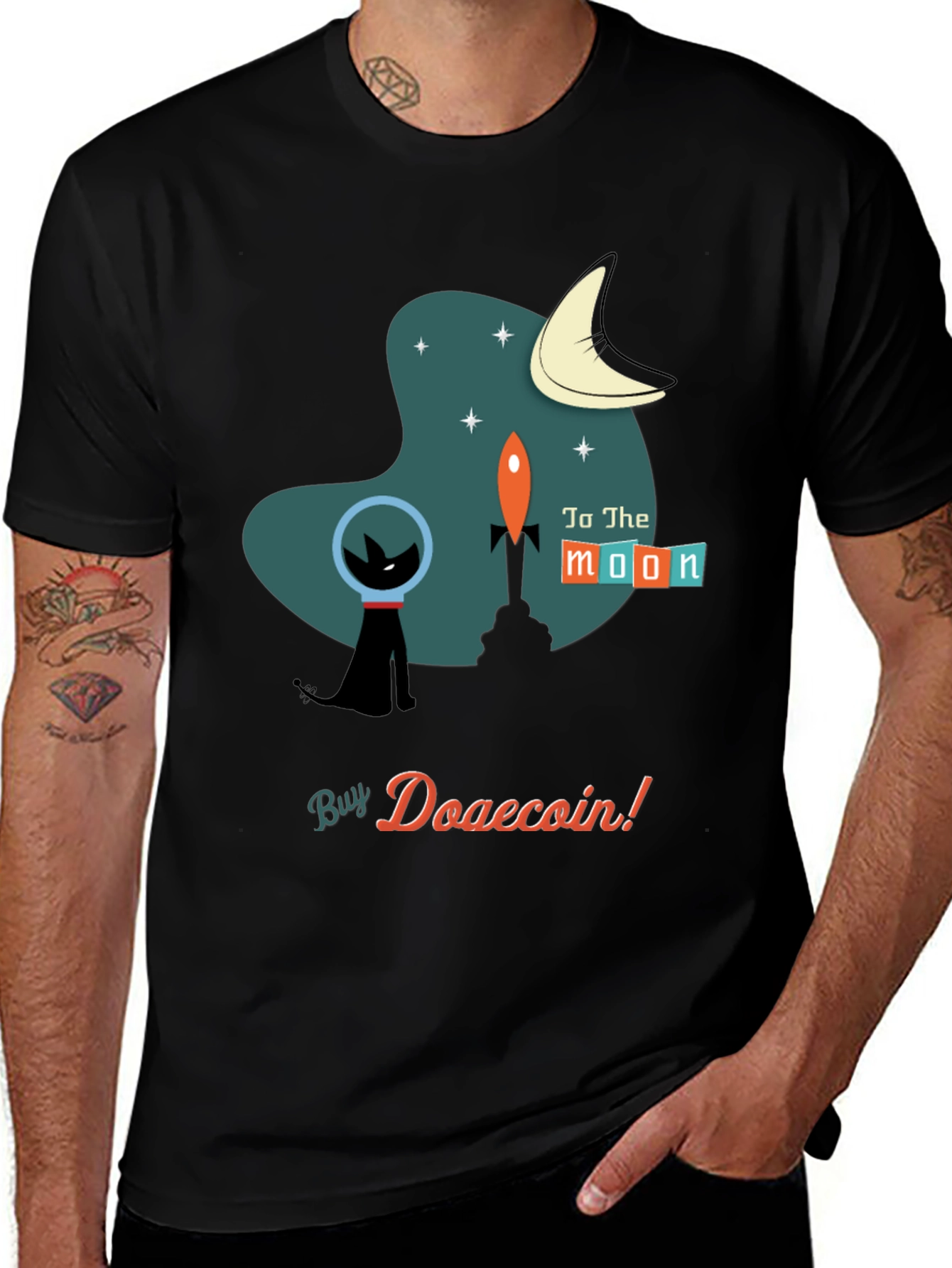 Doge Coin T-Shirt: Retro Space Cat Astronaut
