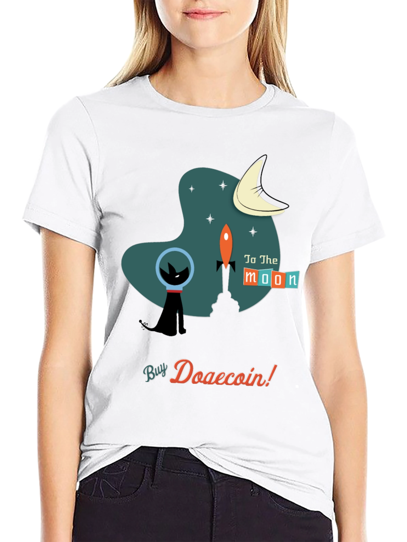 Doge Coin T-Shirt: Retro Space Cat Astronaut