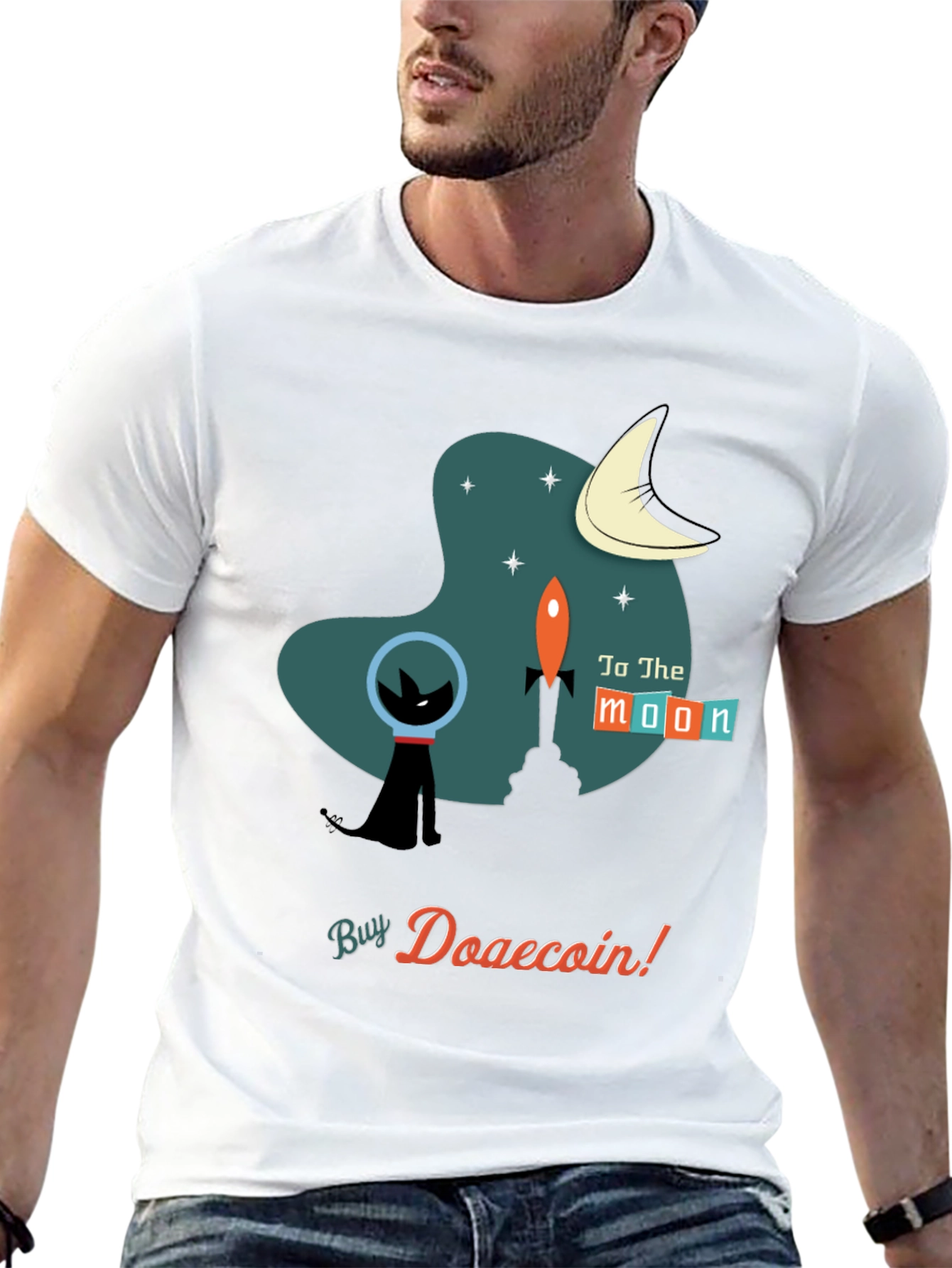Doge Coin T-Shirt: Retro Space Cat Astronaut
