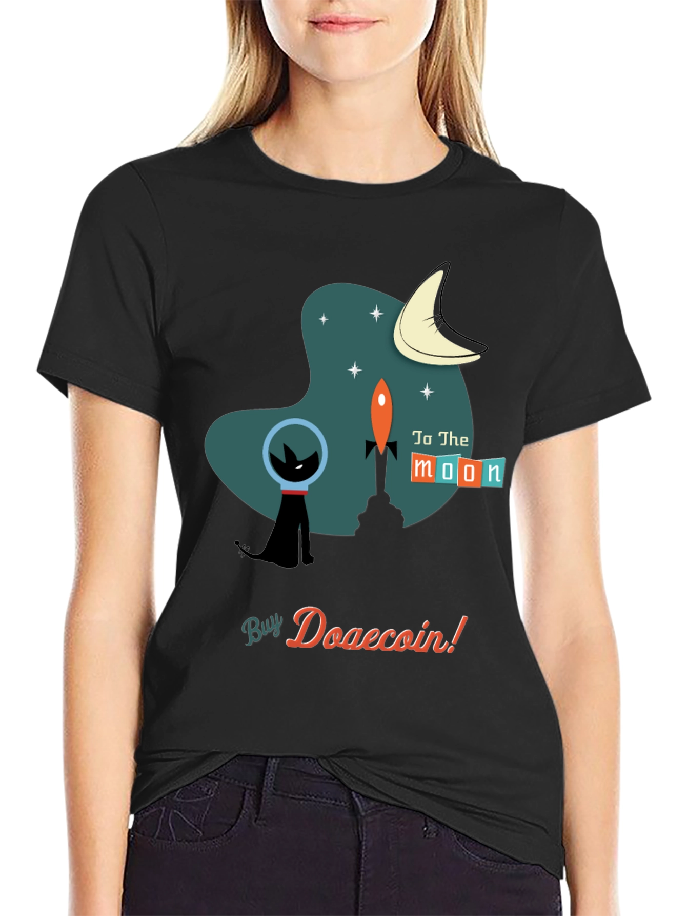 Doge Coin T-Shirt: Retro Space Cat Astronaut