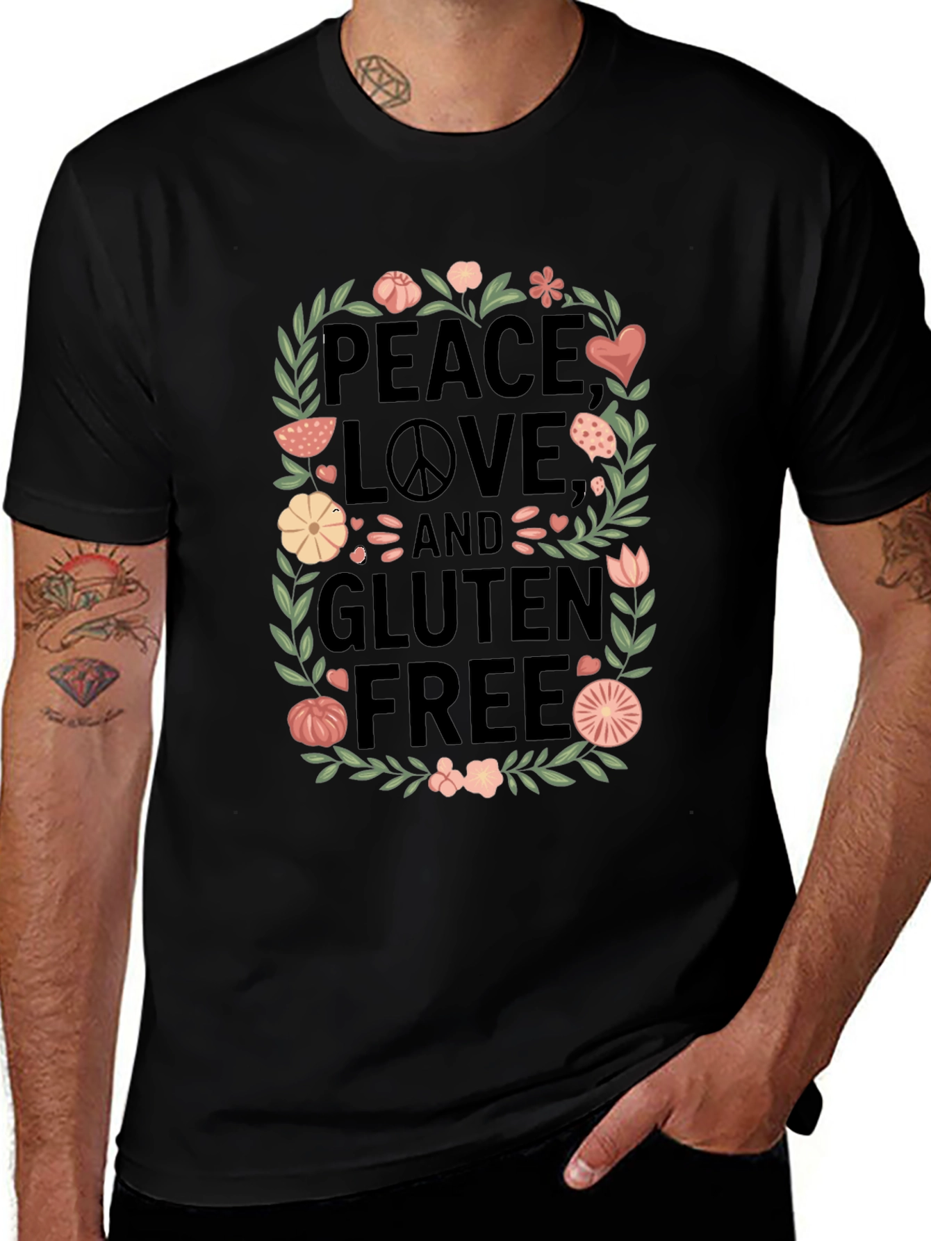 Peace Love & Gluten Free Black T-Shirt