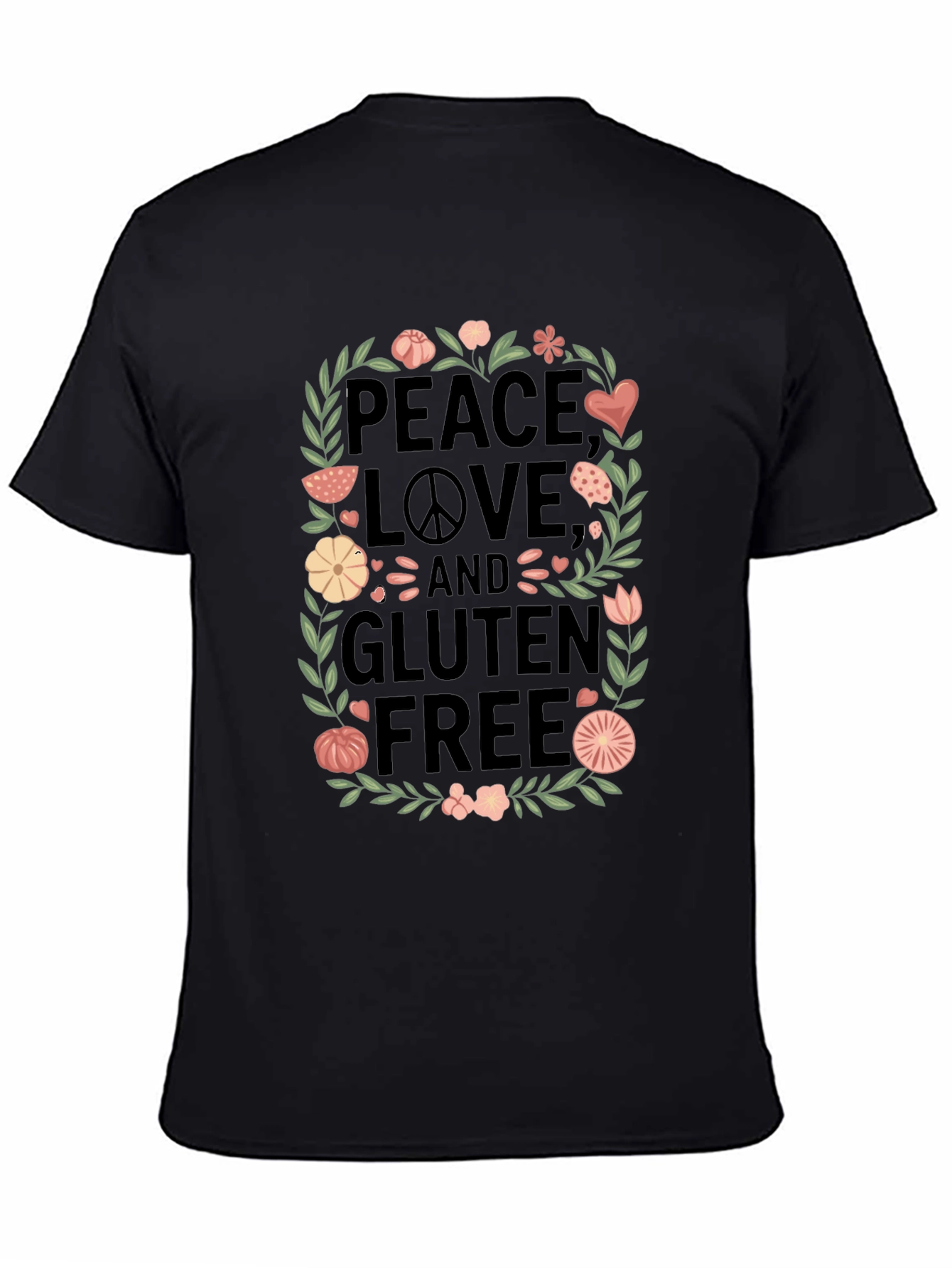 Peace Love & Gluten Free Black T-Shirt