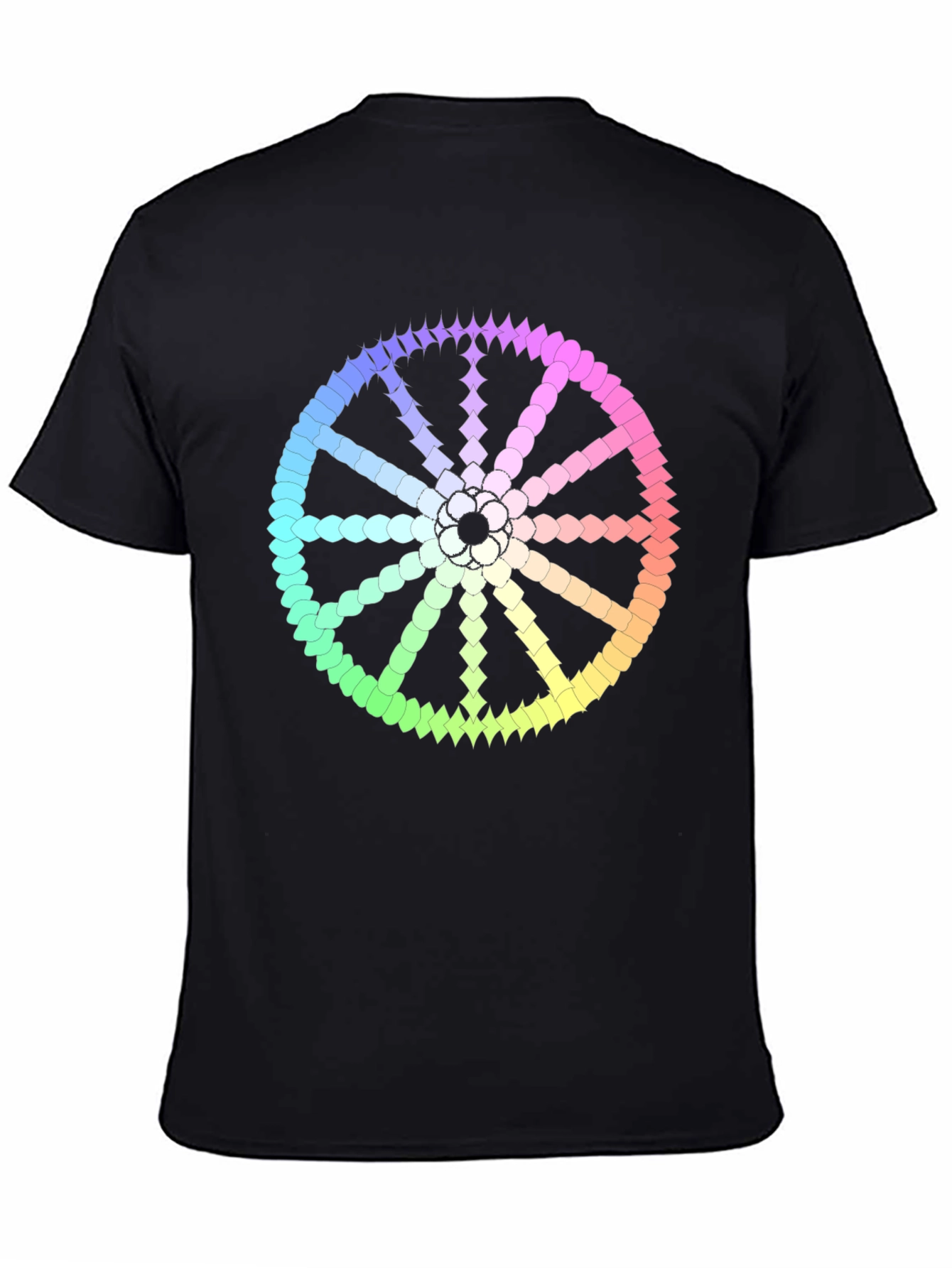 Rainbow Wheel Graphic Black Tee Shirt