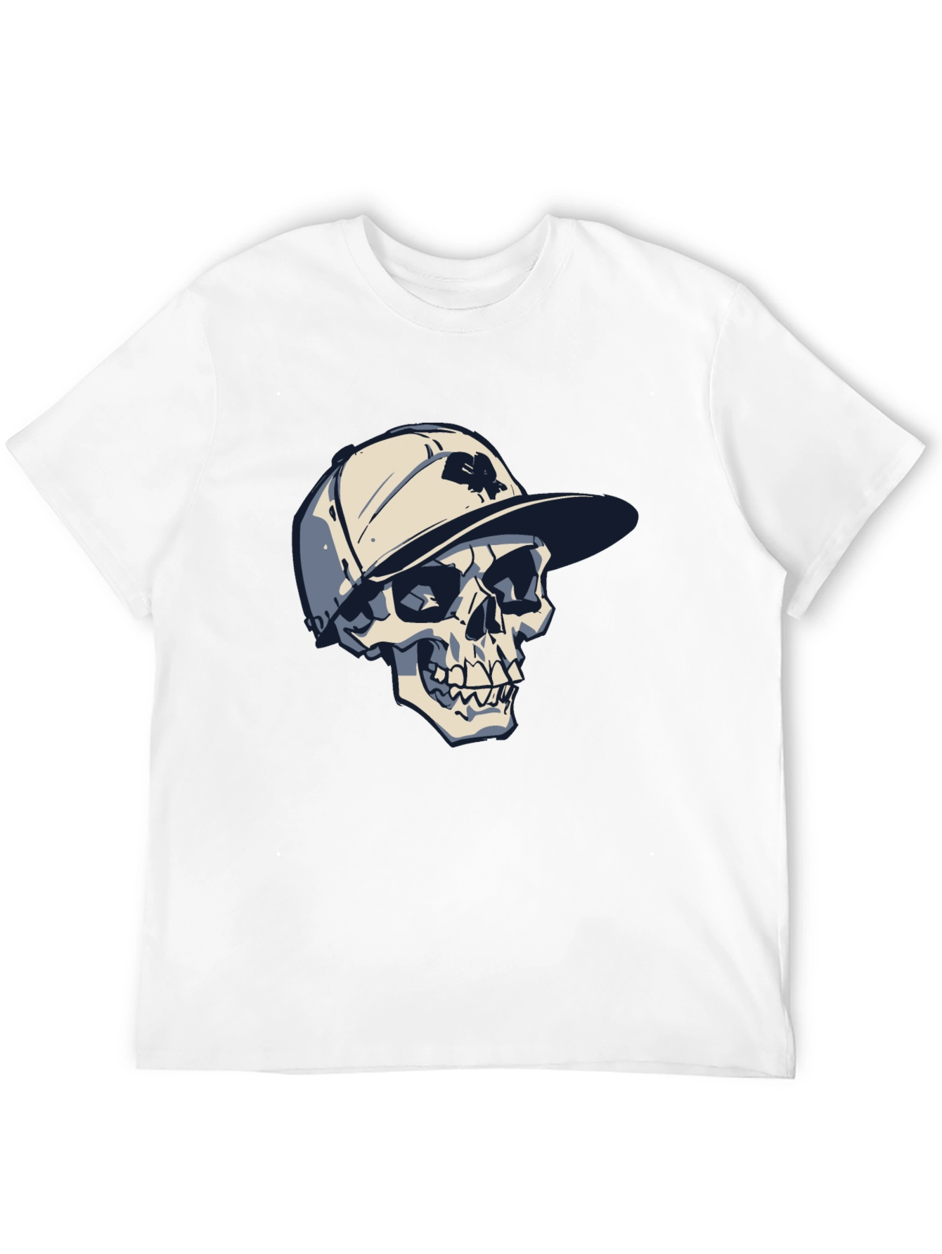 Skull in Cap Graphic Tee - Cool Black T-Shirt