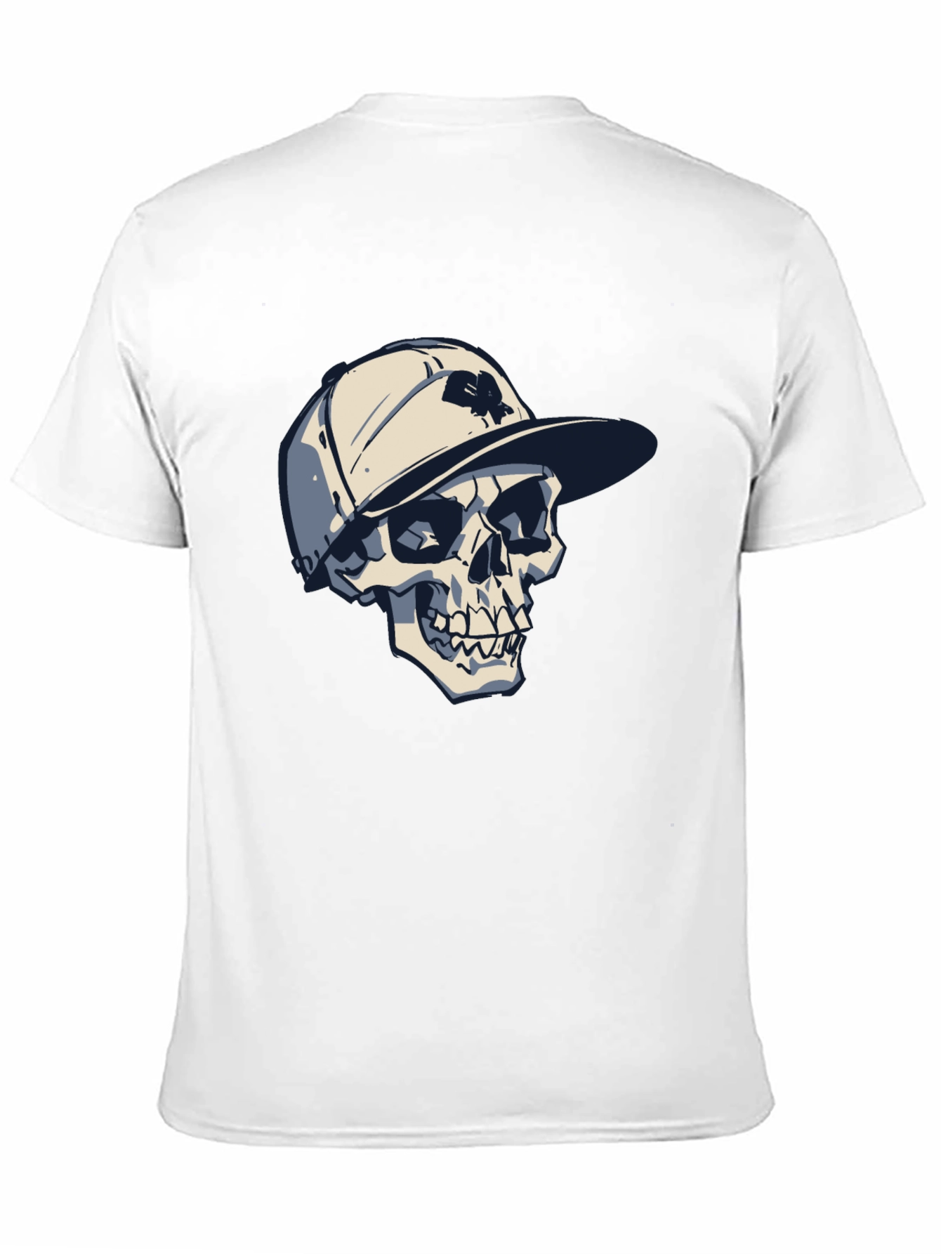 Skull in Cap Graphic Tee - Cool Black T-Shirt