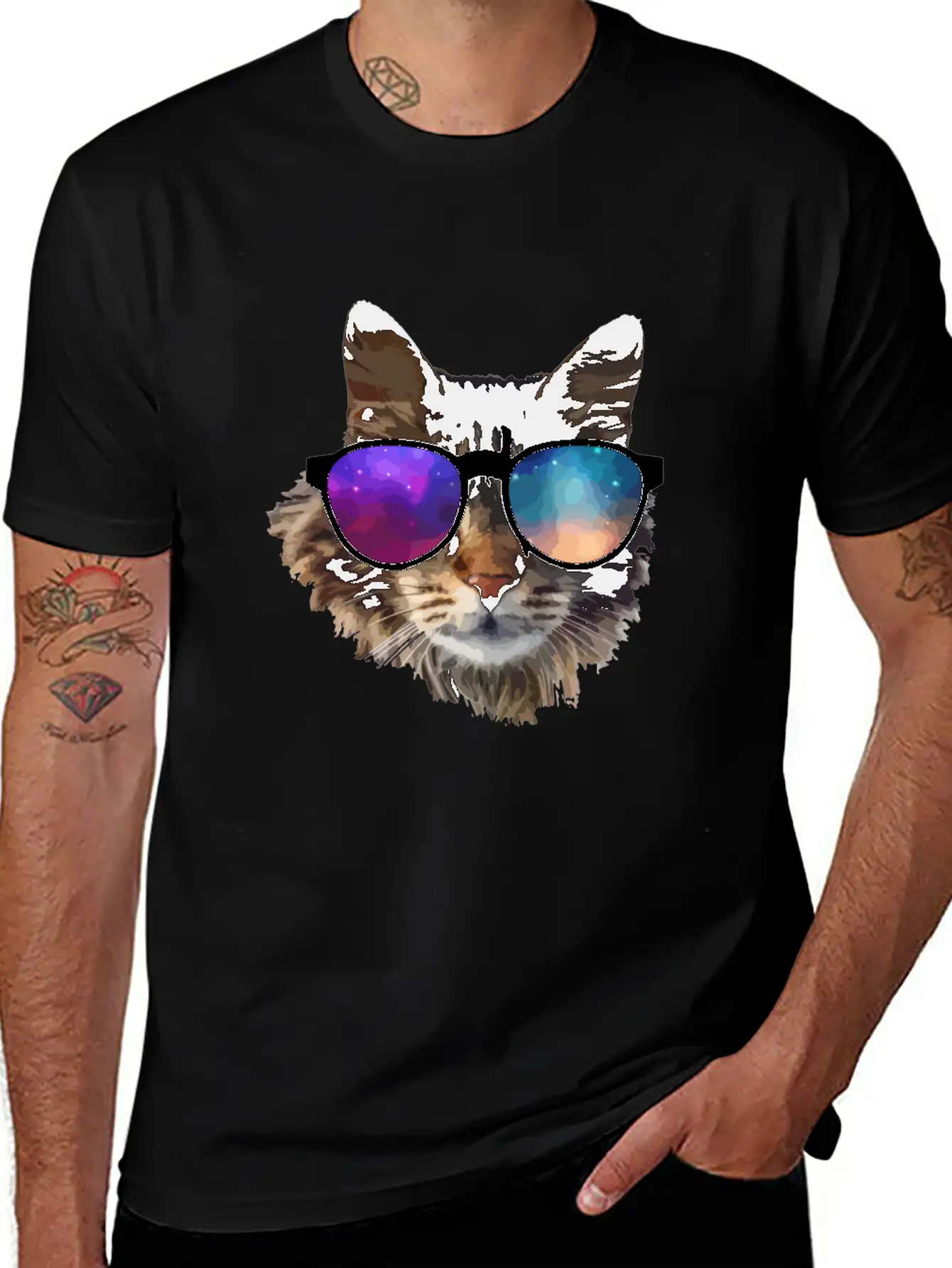 Galaxy Cat Unisex Short Sleeve Soft Cotton T-Shirt – Casual Everyday Wear
