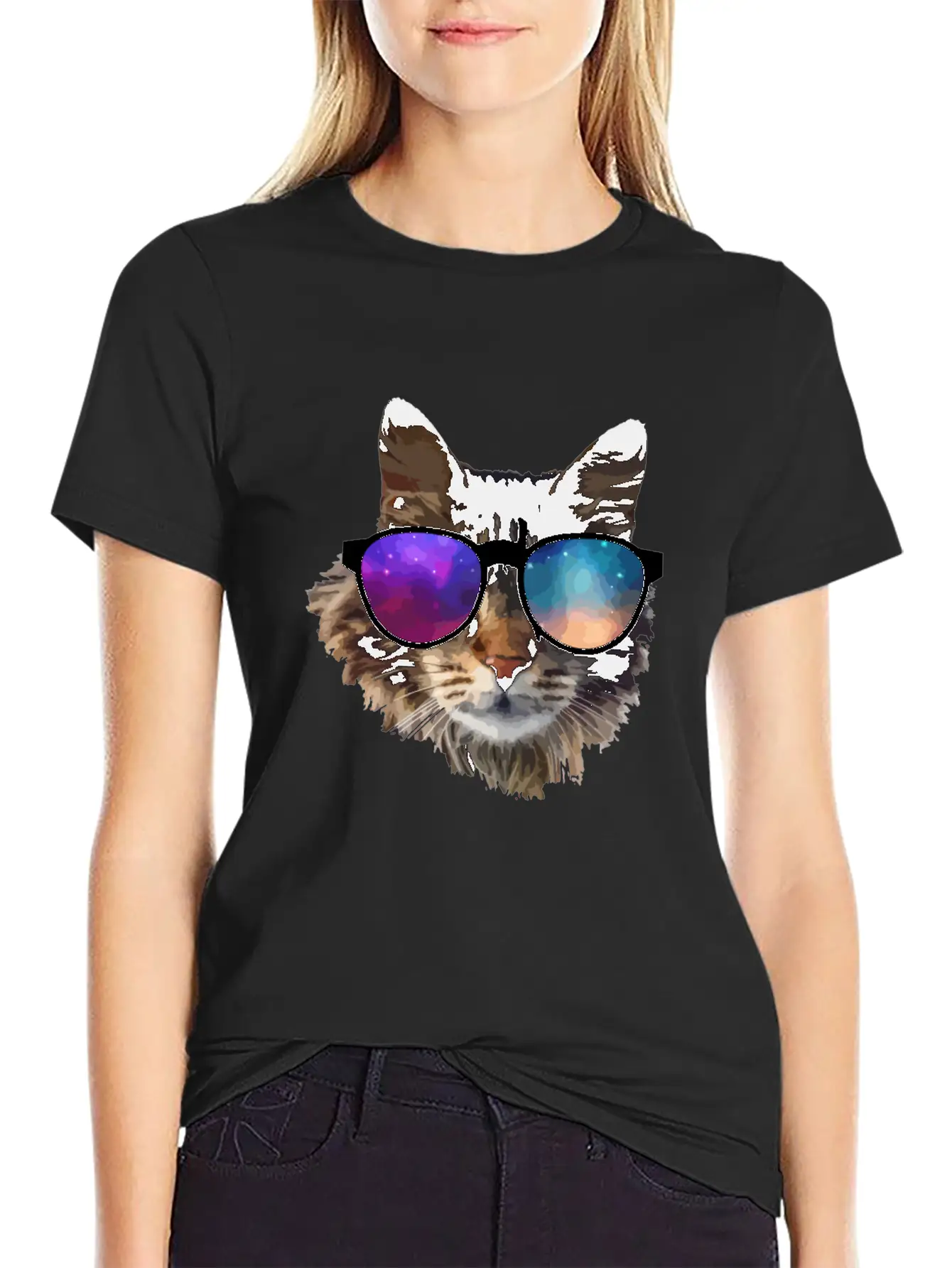 Galaxy Cat Unisex Short Sleeve Soft Cotton T-Shirt – Casual Everyday Wear