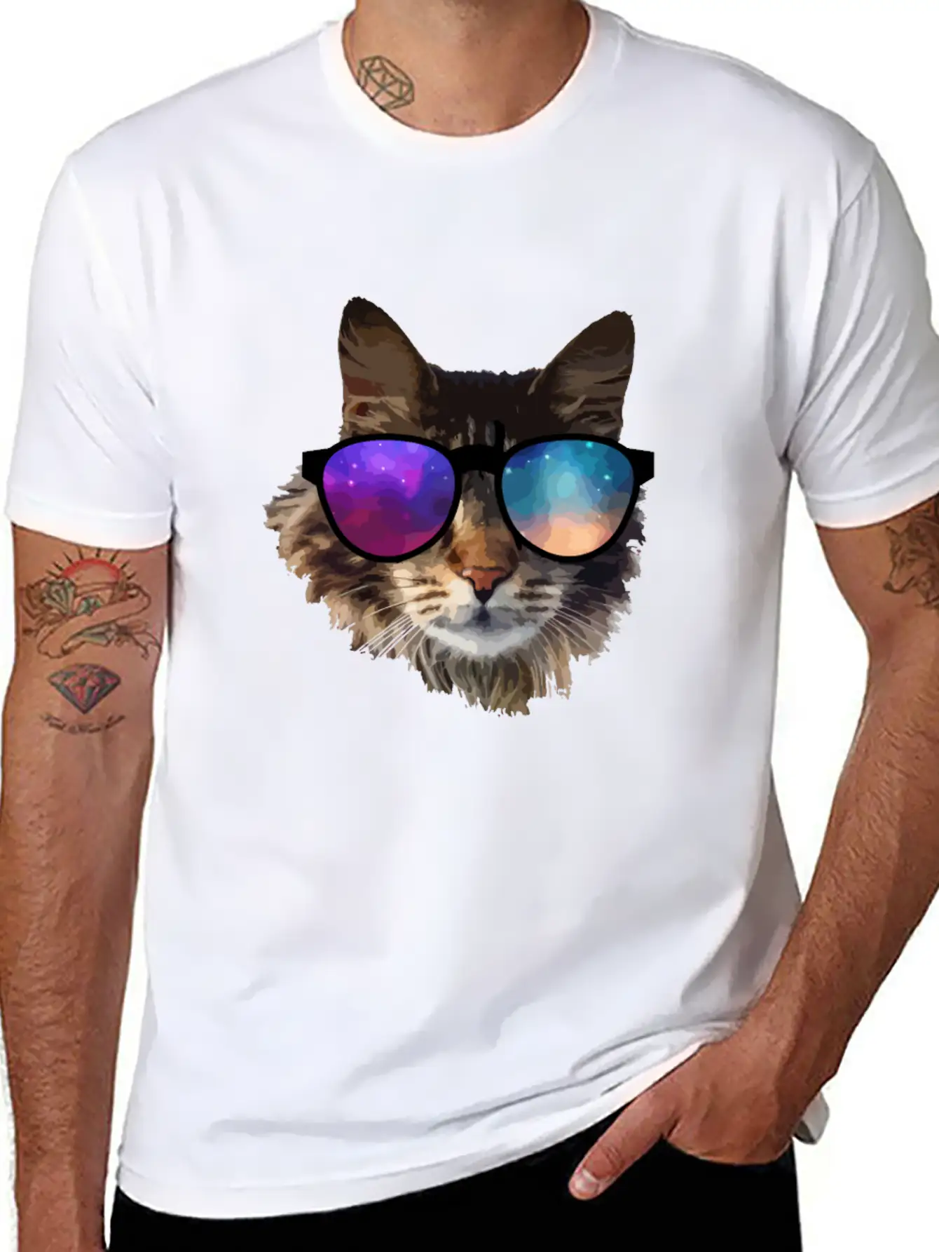 Galaxy Cat Unisex Short Sleeve Soft Cotton T-Shirt – Casual Everyday Wear