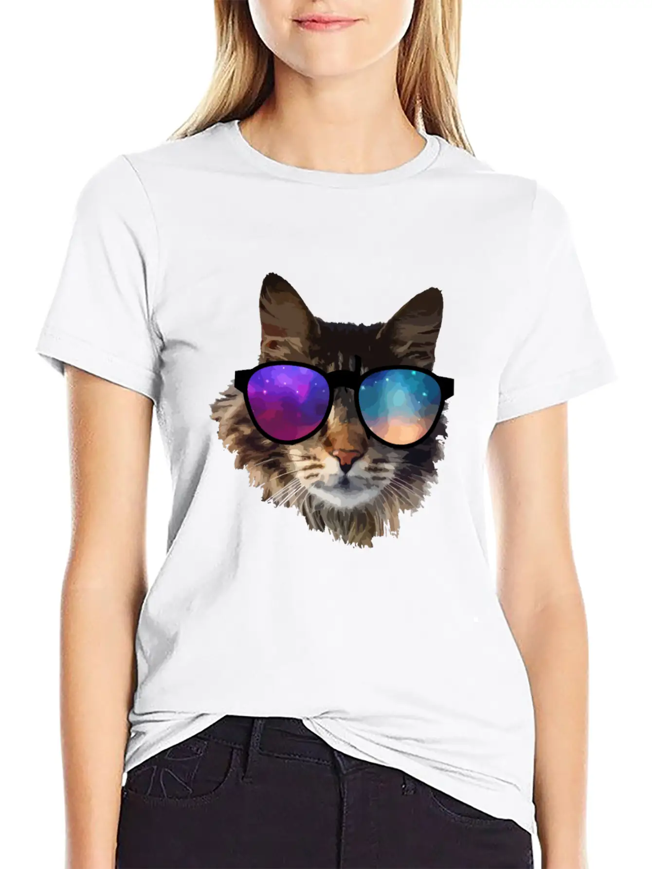 Galaxy Cat Unisex Short Sleeve Soft Cotton T-Shirt – Casual Everyday Wear