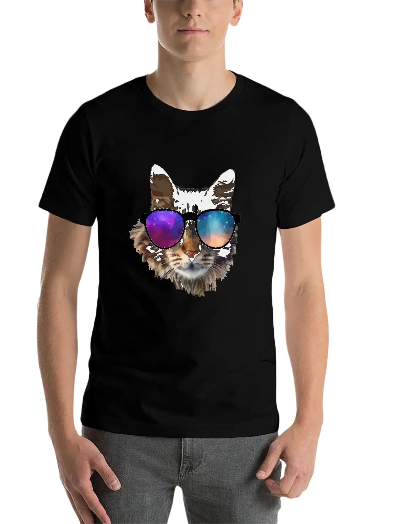 Galaxy Cat Unisex Short Sleeve Soft Cotton T-Shirt – Casual Everyday Wear
