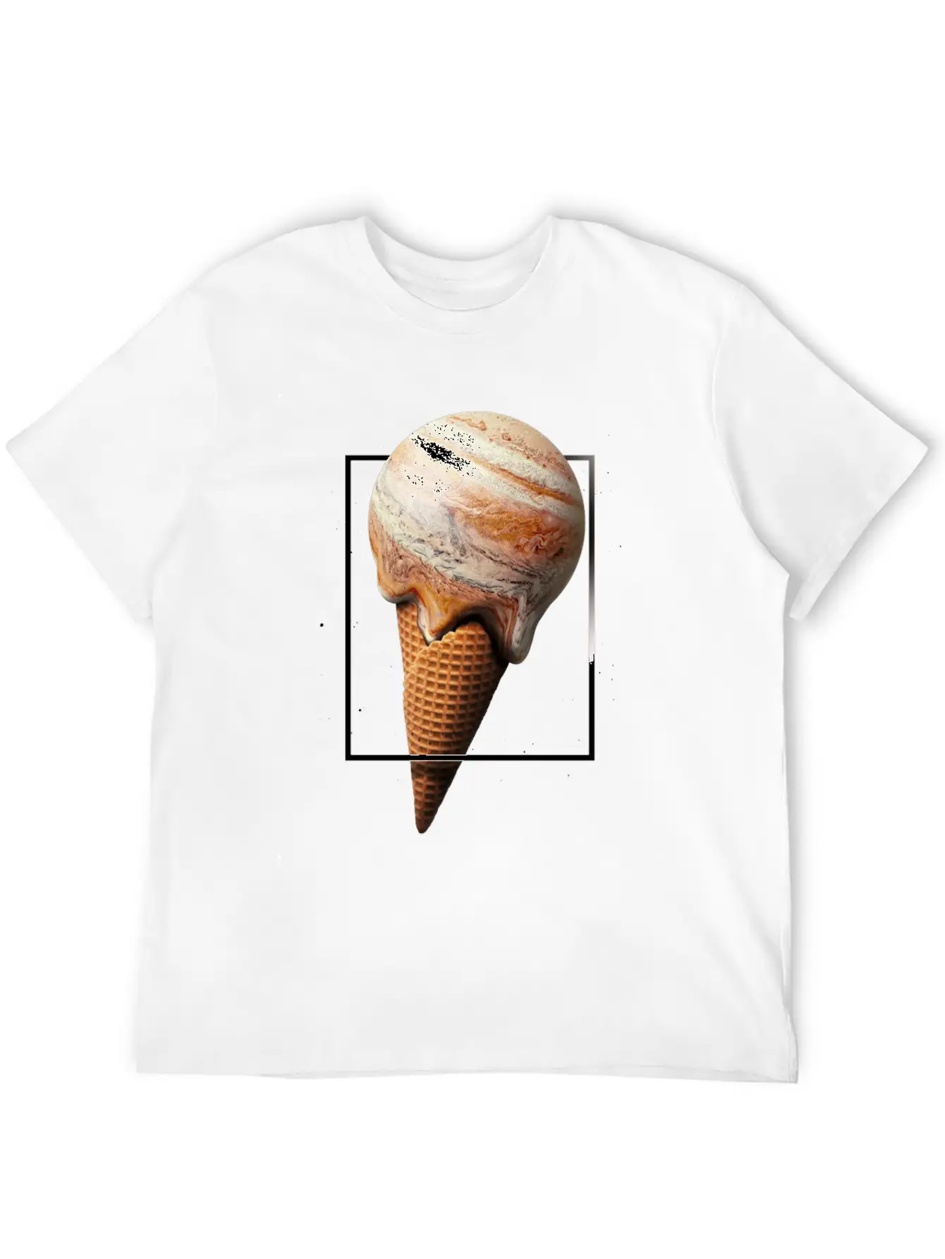 Galaxy Ice Cream Cone Planet Unisex Short Sleeve Soft Cotton T-Shirt – Casual Everyday Wear