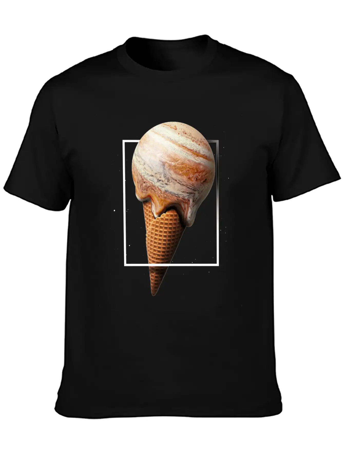 Galaxy Ice Cream Cone Planet Unisex Short Sleeve Soft Cotton T-Shirt – Casual Everyday Wear