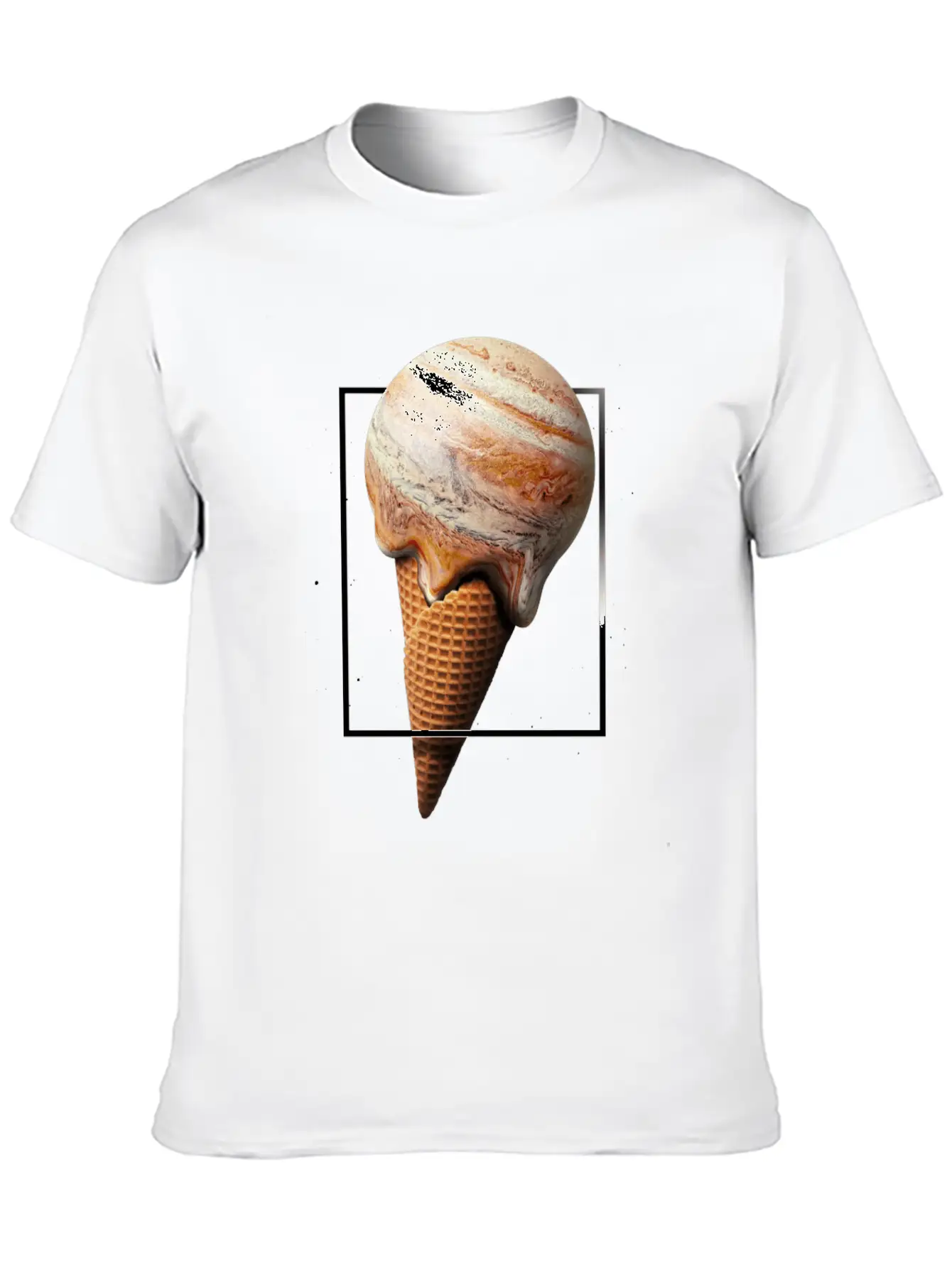 Galaxy Ice Cream Cone Planet Unisex Short Sleeve Soft Cotton T-Shirt – Casual Everyday Wear