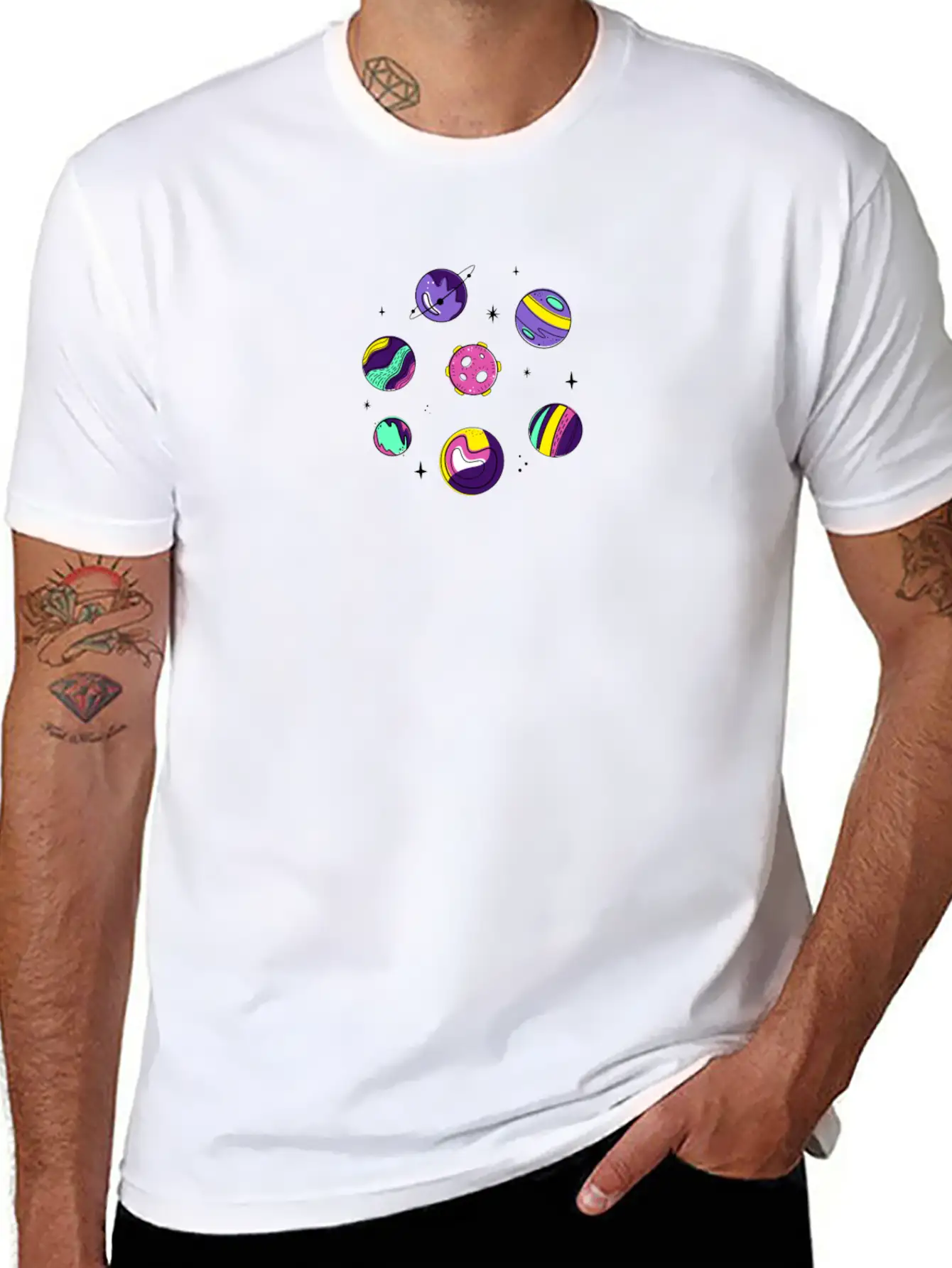 Galaxy Parade Of Planets Stylish Everyday T-Shirt – Unisex Basic Cotton Tee