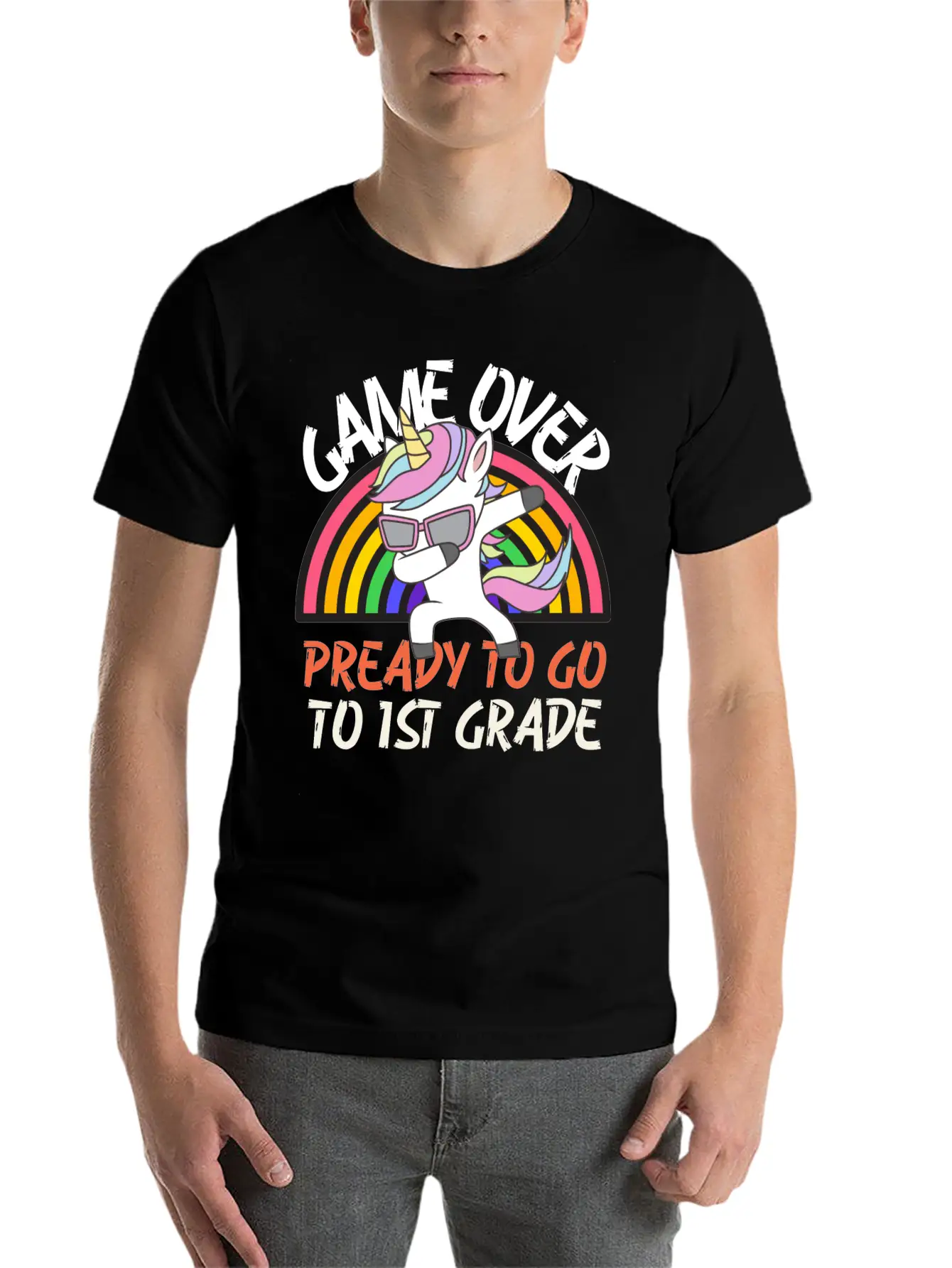 Game Over Ready To Go To 1st Grade, Back To School Stylish Everyday T-Shirt – Unisex Basic Cotton Tee