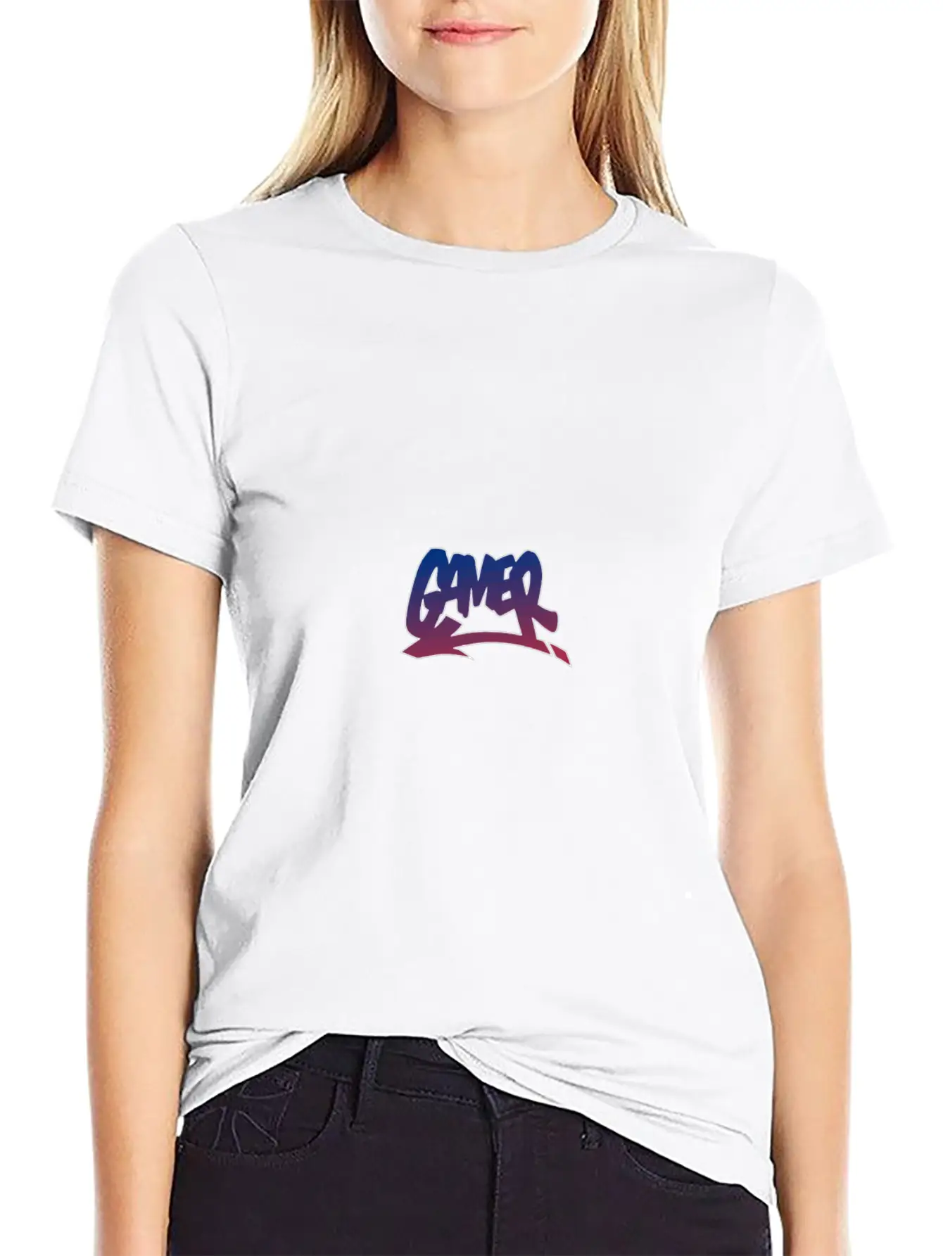 Gamer Graffiti Style Gradient Street Style Urban W Unisex Short Sleeve Soft Cotton T-Shirt – Casual Everyday Wear
