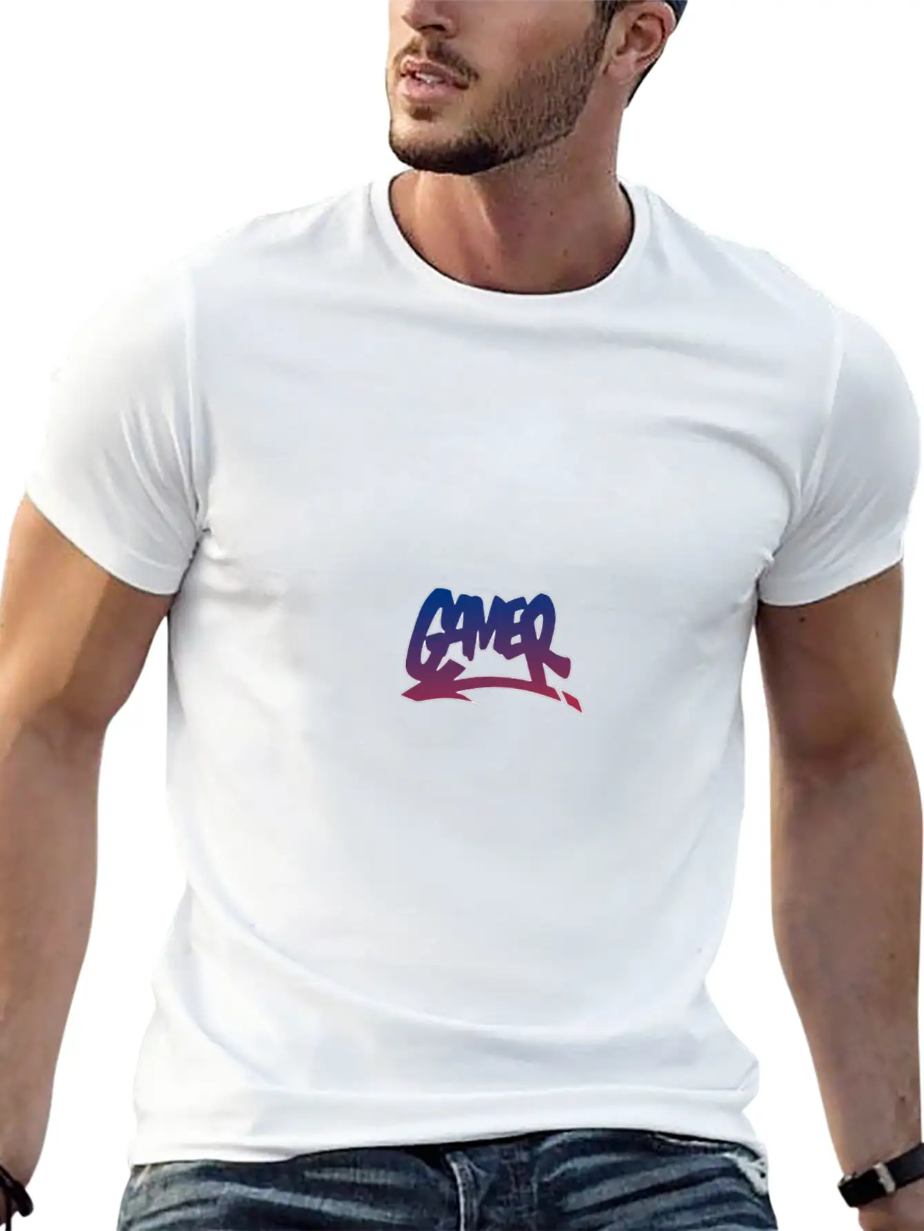 Gamer Graffiti Style Gradient Street Style Urban W Unisex Short Sleeve Soft Cotton T-Shirt – Casual Everyday Wear