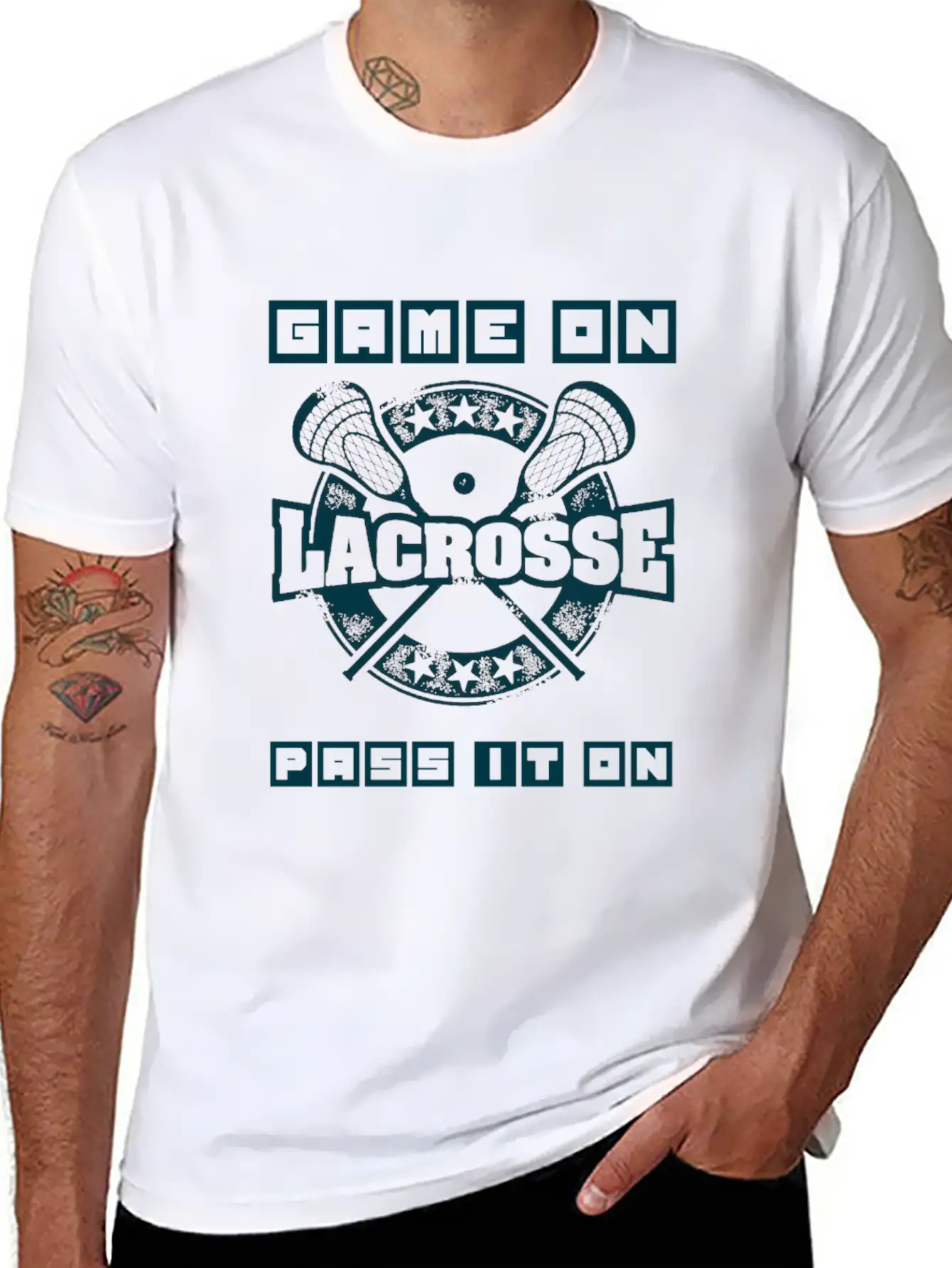 GAMER ON LACROSSE PASS IT ON Unisex Short Sleeve Soft Cotton T-Shirt – Casual Everyday Wear