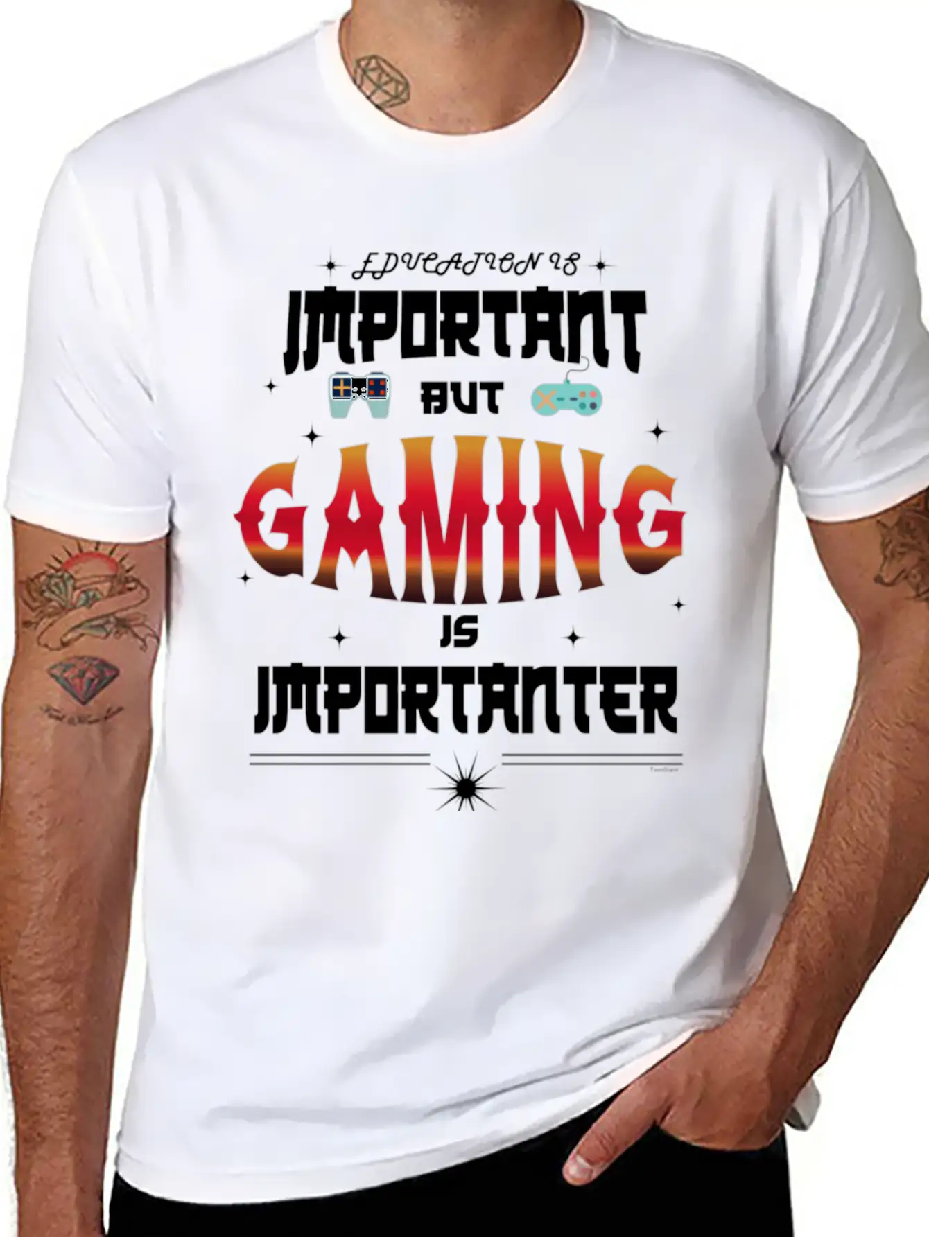 Gaming Is Importanter Gamer Video Games Stylish Everyday T-Shirt – Unisex Basic Cotton Tee