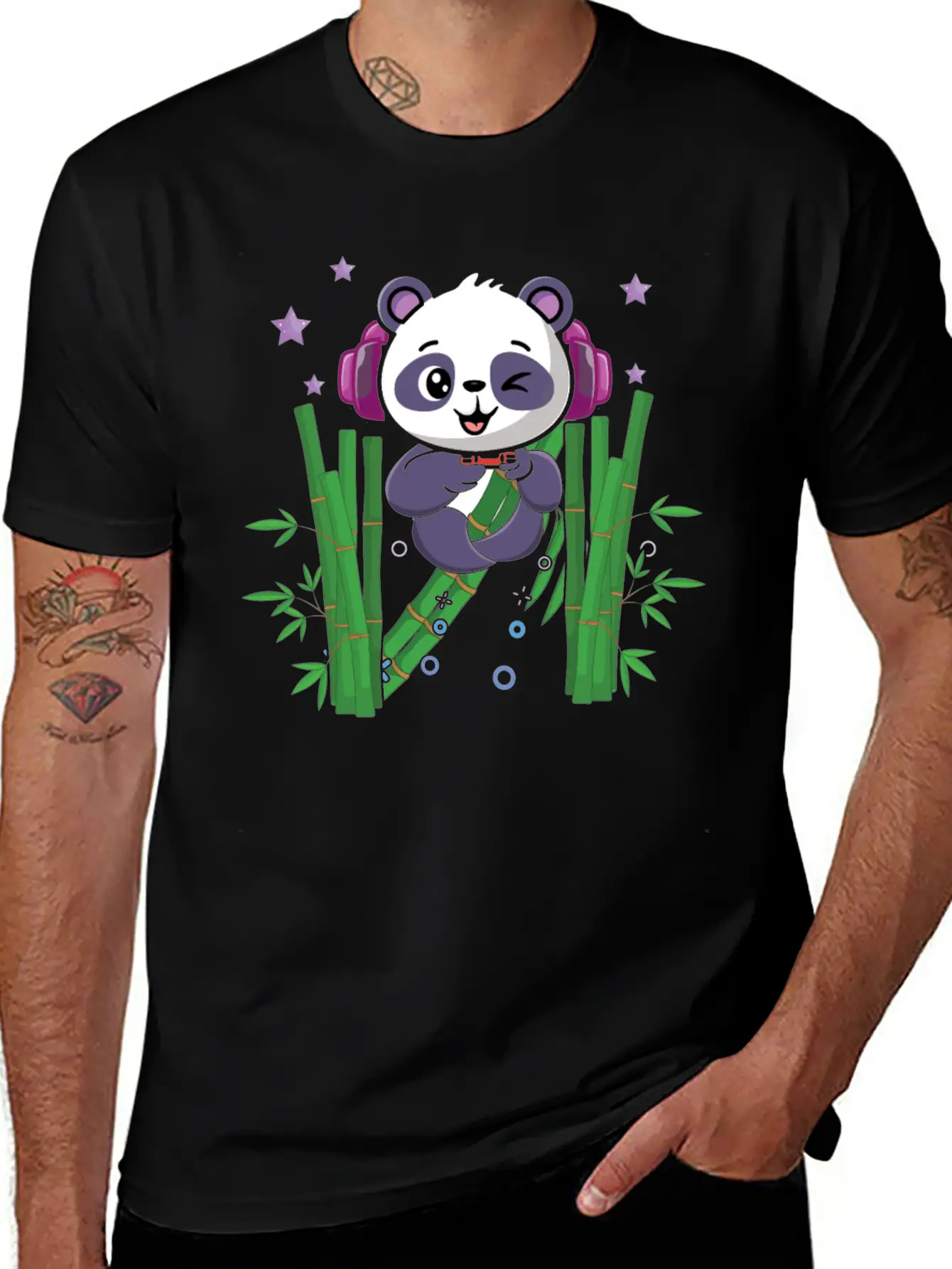 Gaming Panda Cute Playing Video Game Lover Gaming Unisex Short Sleeve Soft Cotton T-Shirt – Casual Everyday Wear