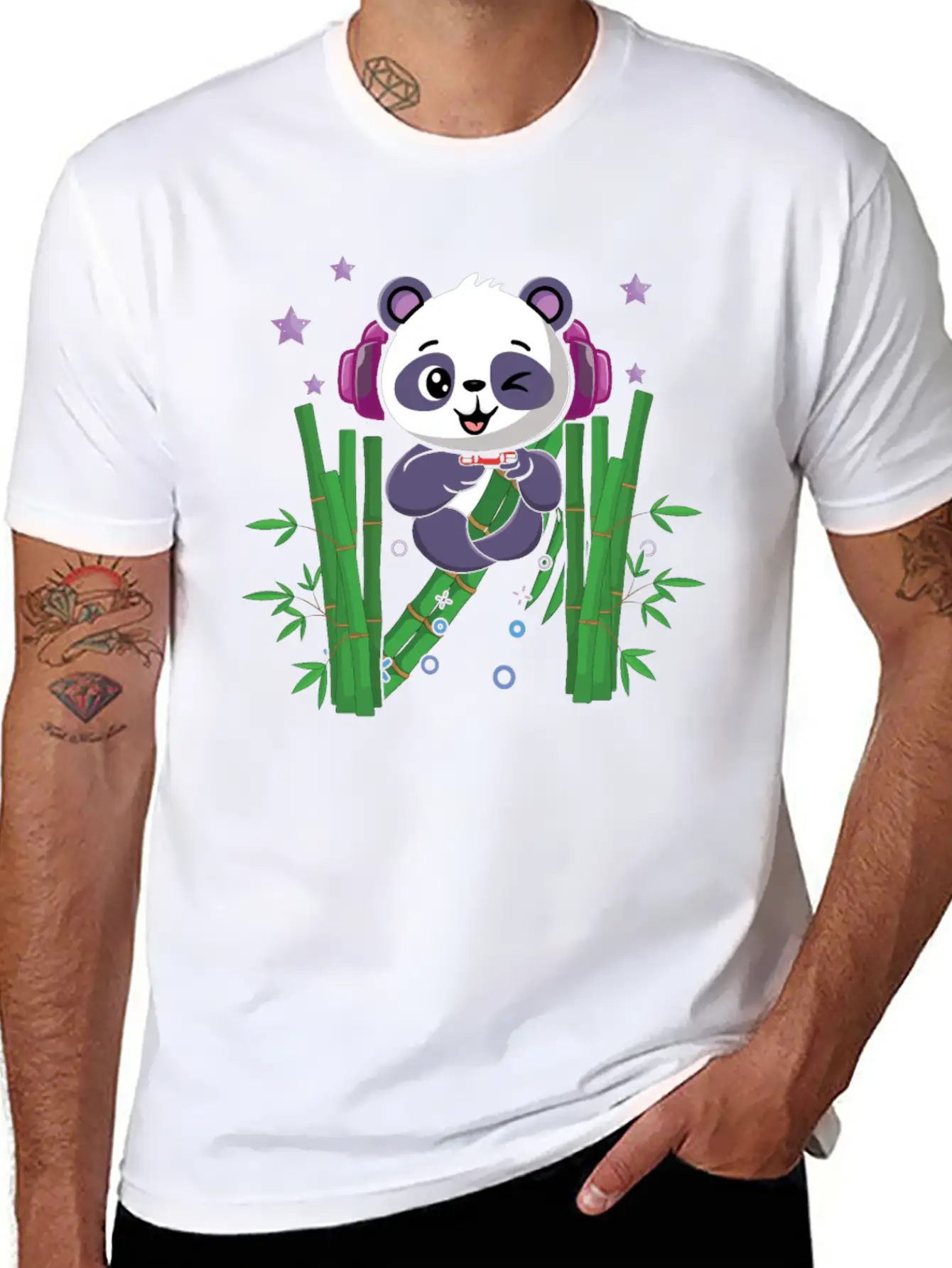 Gaming Panda Cute Playing Video Game Lover Gaming Unisex Short Sleeve Soft Cotton T-Shirt – Casual Everyday Wear