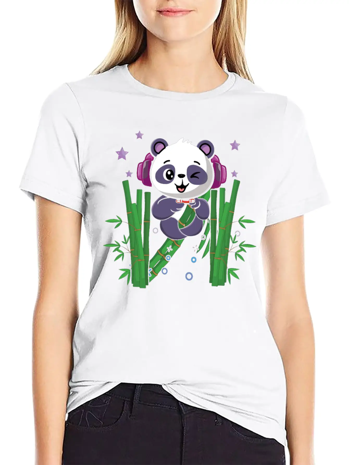 Gaming Panda Cute Playing Video Game Lover Gaming Unisex Short Sleeve Soft Cotton T-Shirt – Casual Everyday Wear
